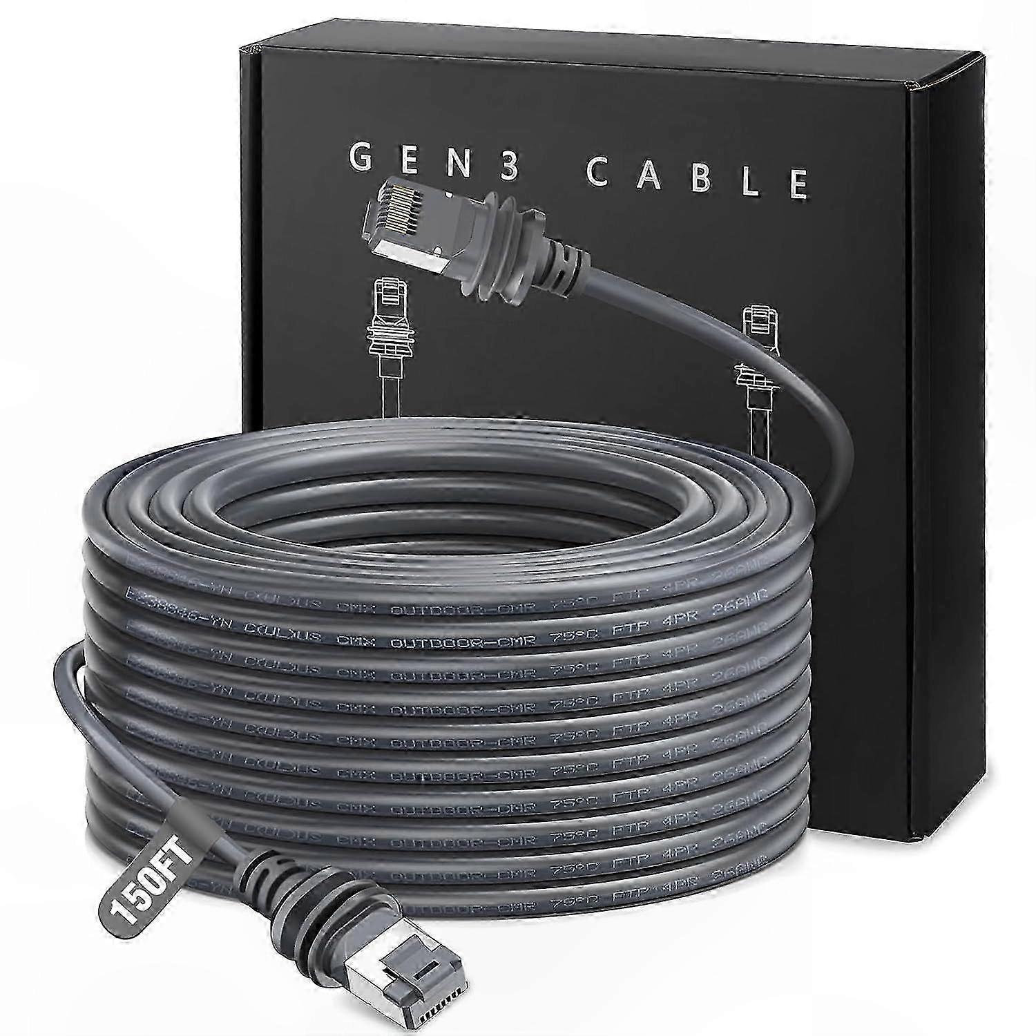 Ethernet Cable 150FT/46M for Satellite Dish, Waterproof Extension for Gen 3-Compatible Devices