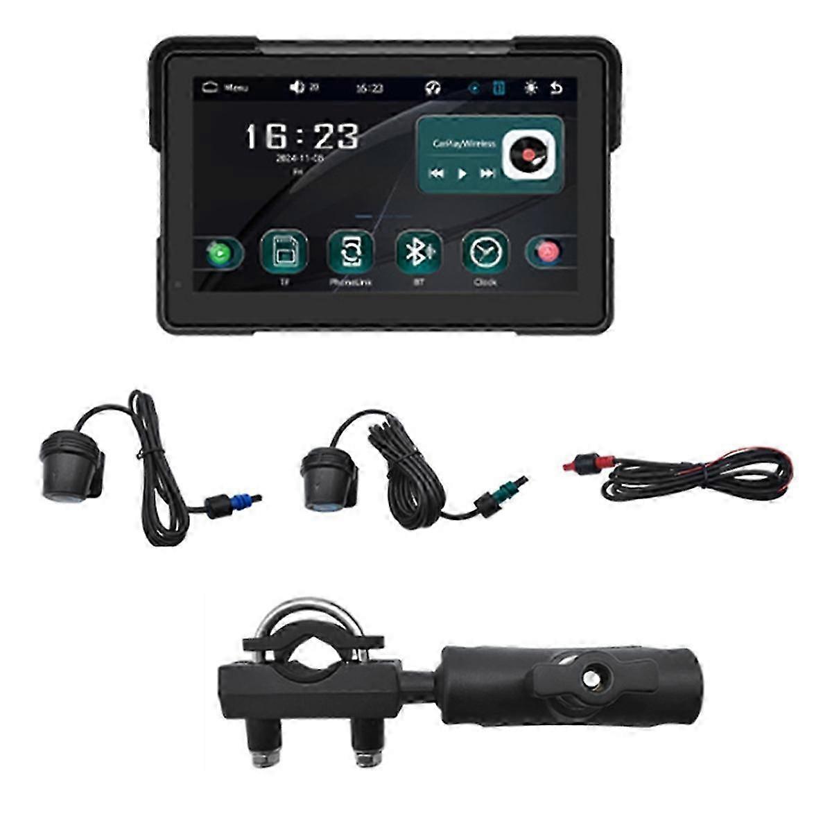 Redesign of the Title: "Waterproof Bluetooth Navigation Screen for Motorcycles: 7-inch Portable Screen with Wireless Carplay for Android Devices