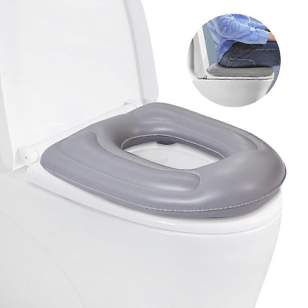 Adjustable Inflatable Toilet Seat Cushion - Raised Donut Pillow for Elderly, Seniors and Disabled Comfort Support