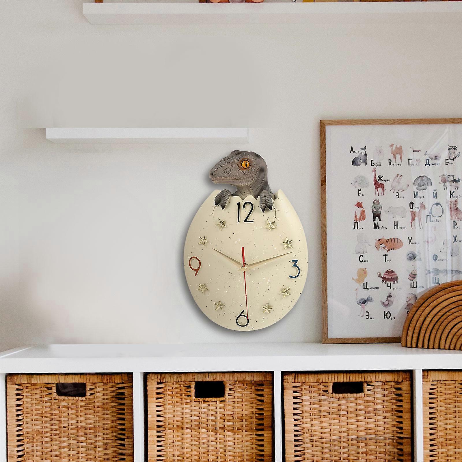 Beige Resin Dinosaur Wall Clock for Decoration Use with Display