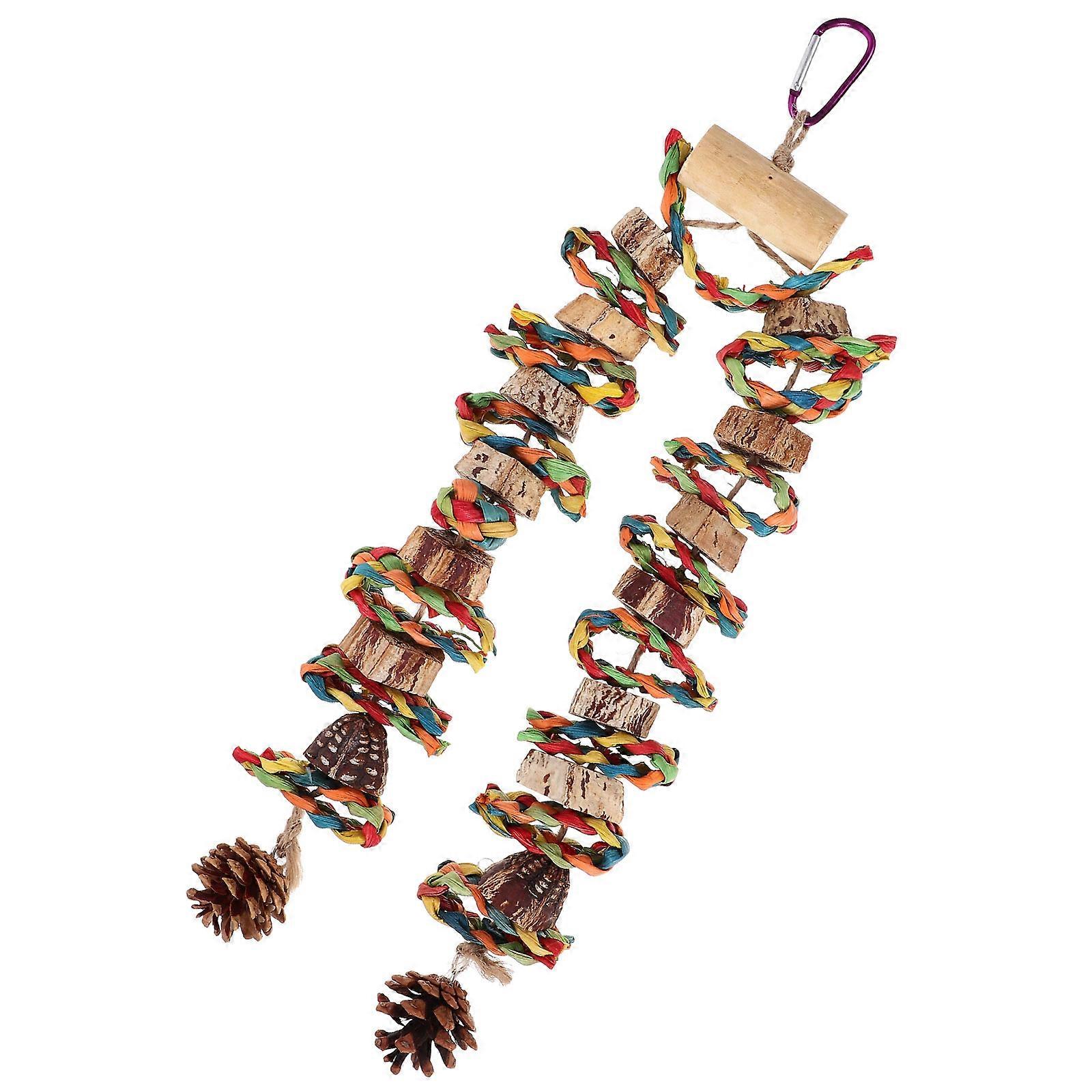 Bird Chew Toy Wooden Hanging Parrot Toy for Cage Play 2Pcs
