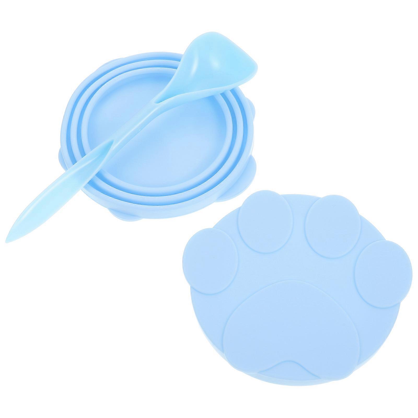 Replaceable Can Lid 1Set Blue Silicone Durable Non-Warp Lid for Tins Use