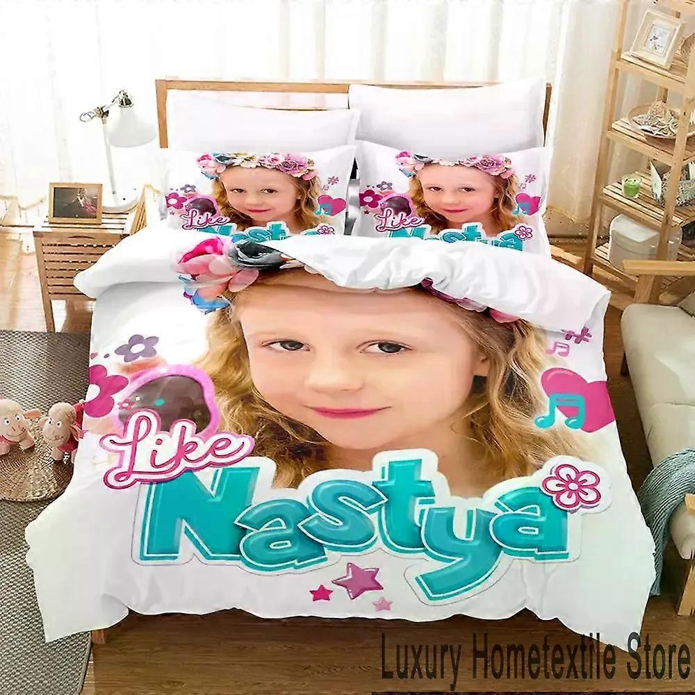PIN2258 3D Printed Bedding Set Like Nastya, Duvet Cover, Pillowcase, King/Queen Size, for Boys and Adults