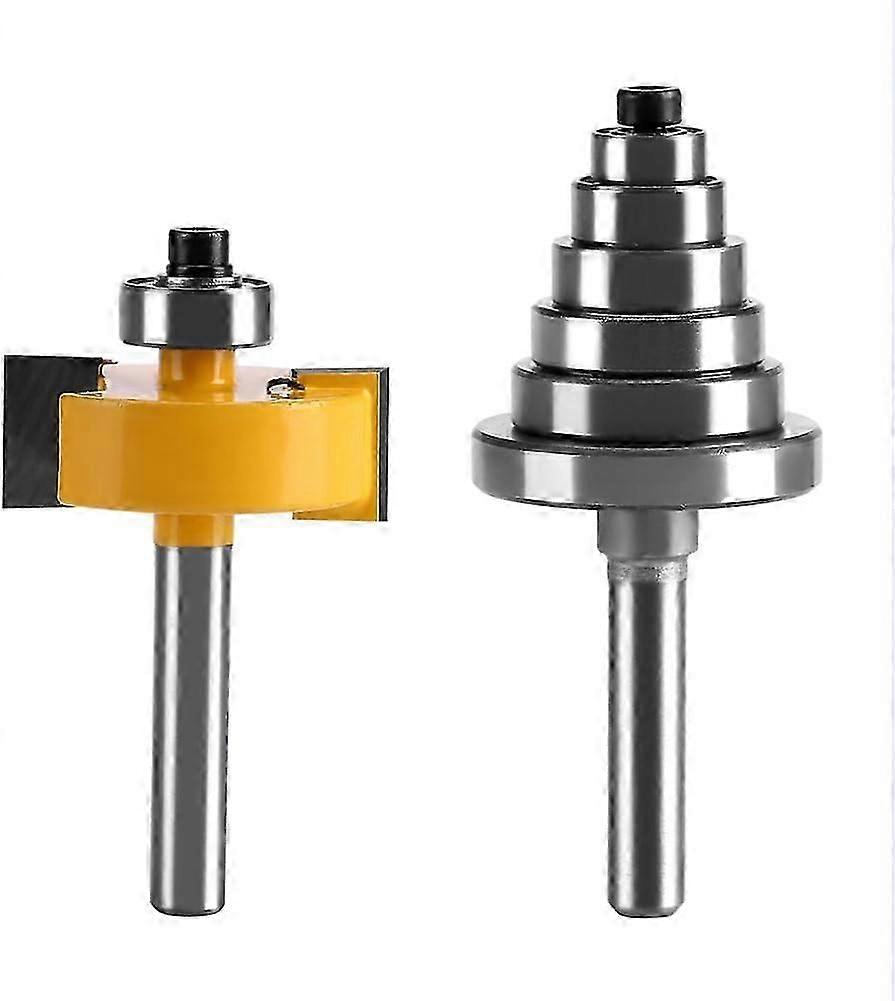 Wood Router, Router Bits, Bit Shank Router Bit with 6 Sets of Bearings for Multiple Depths 1/8", 1/4", 5/16", 3/8", 7/16", 1/2