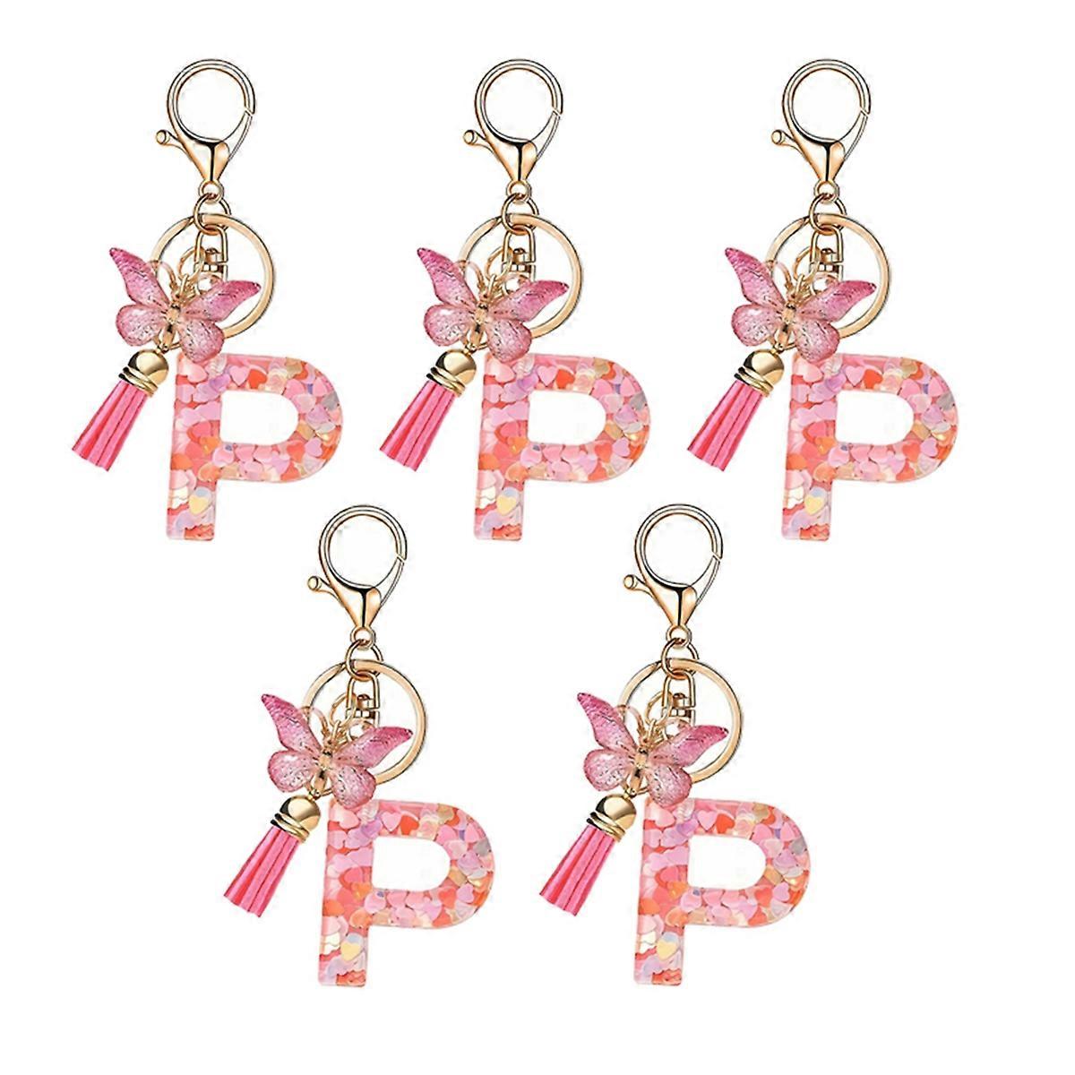 P style letter keychain cute initial letter keychain handle pendant