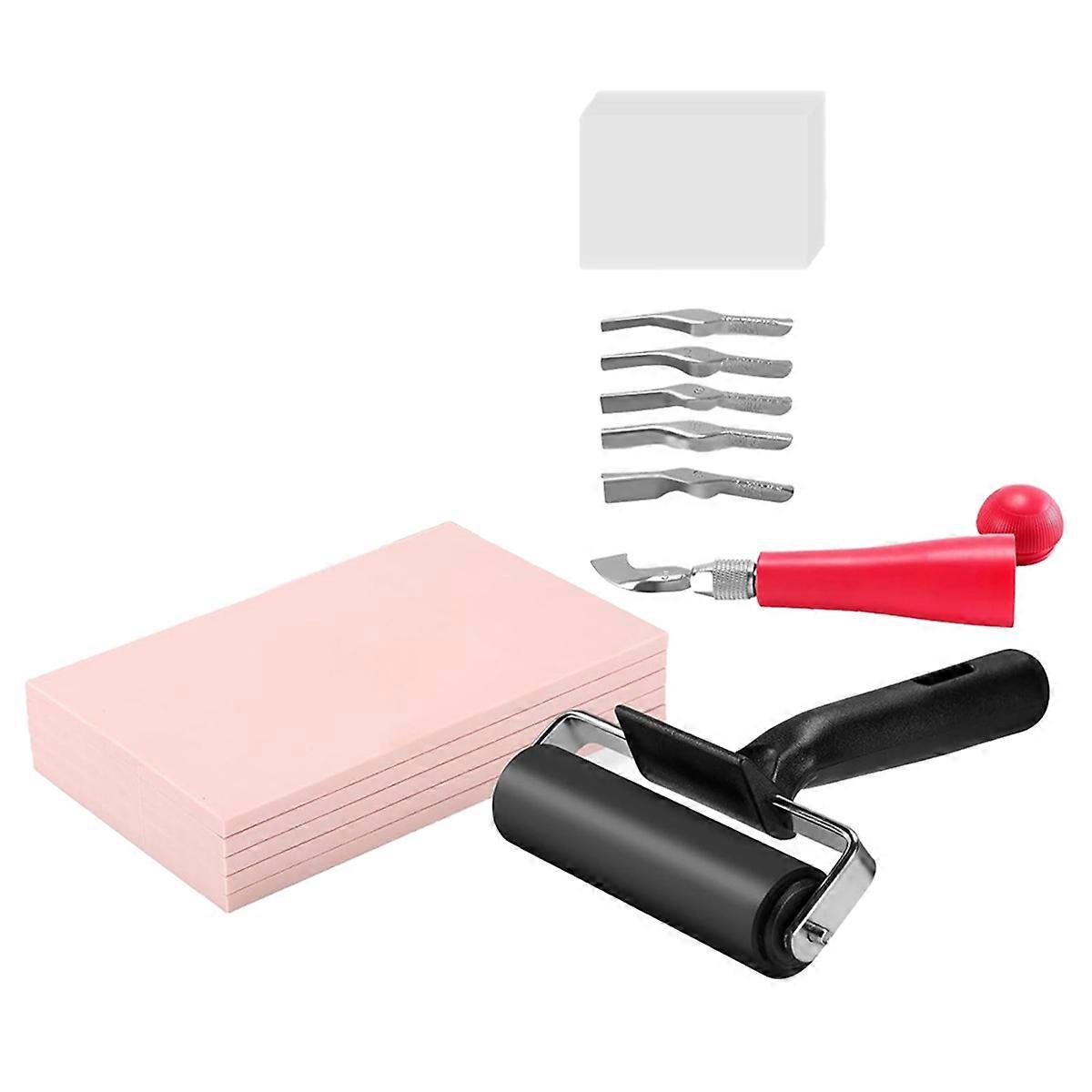 Linoleum Blocks for Printmaking, 5 4inch X 6inch Soft Rubber Linoleum Blocks, Engraving Tools - Ideal for Stamp Making