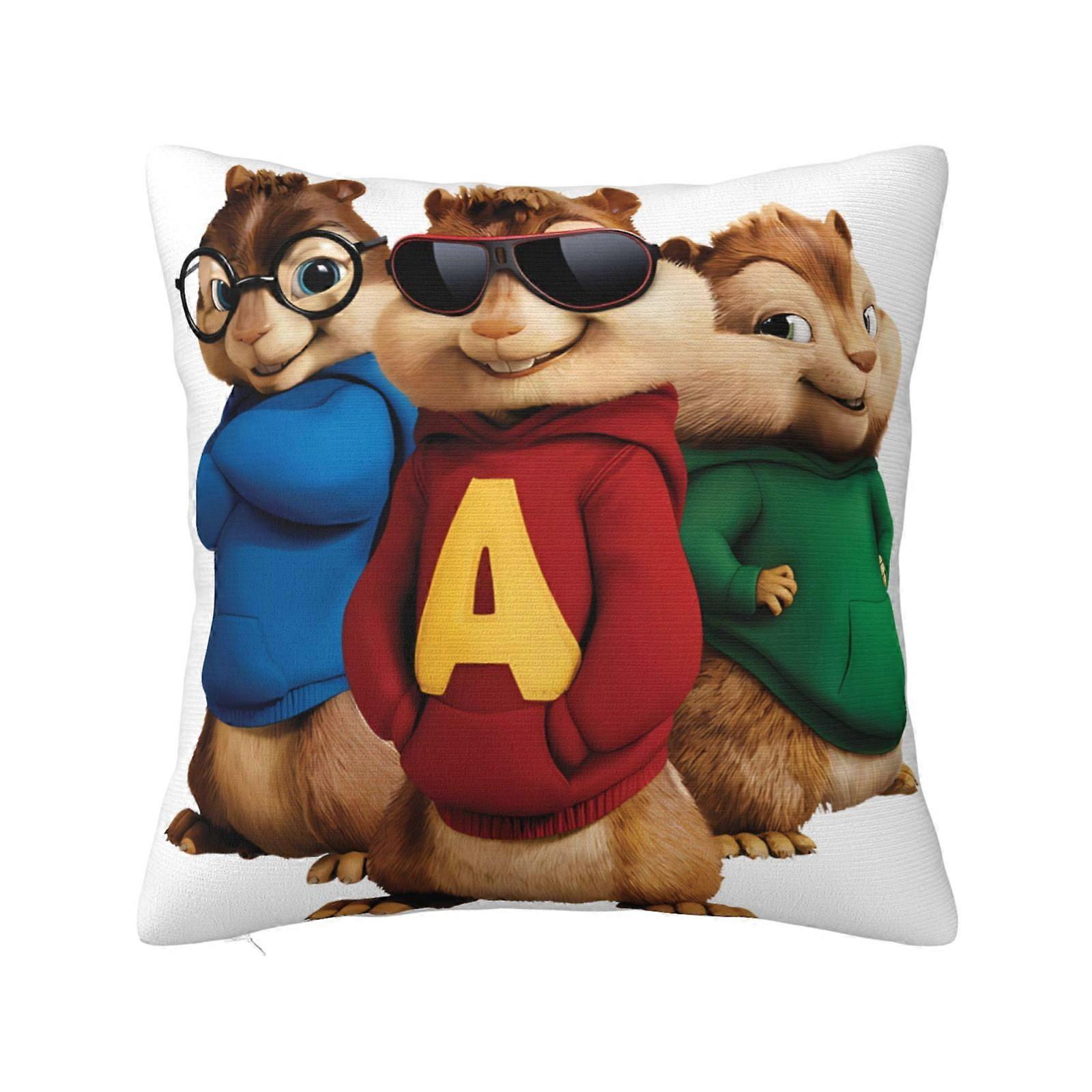 Alvin And The Chipmunks Super Soft Pillow Case Cover with Zipper for Bedroom, Sofa, Couch,Cozy Fuzzy Pillow Shams for All Seasons Square Pillow