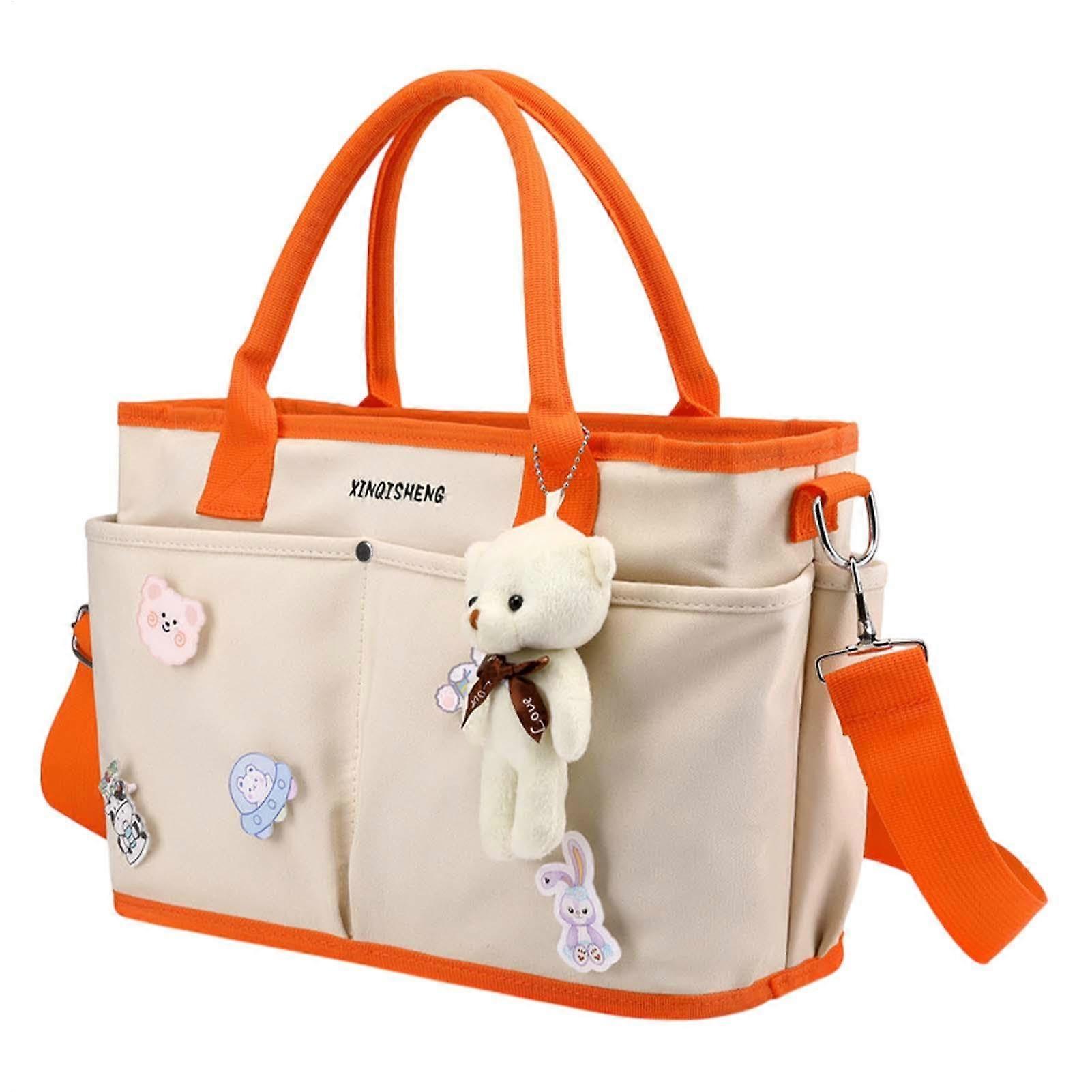 Satchel Diaper Bag Large Opening, Dry and Wet Separation, Lightweight Nursery Tote Beige