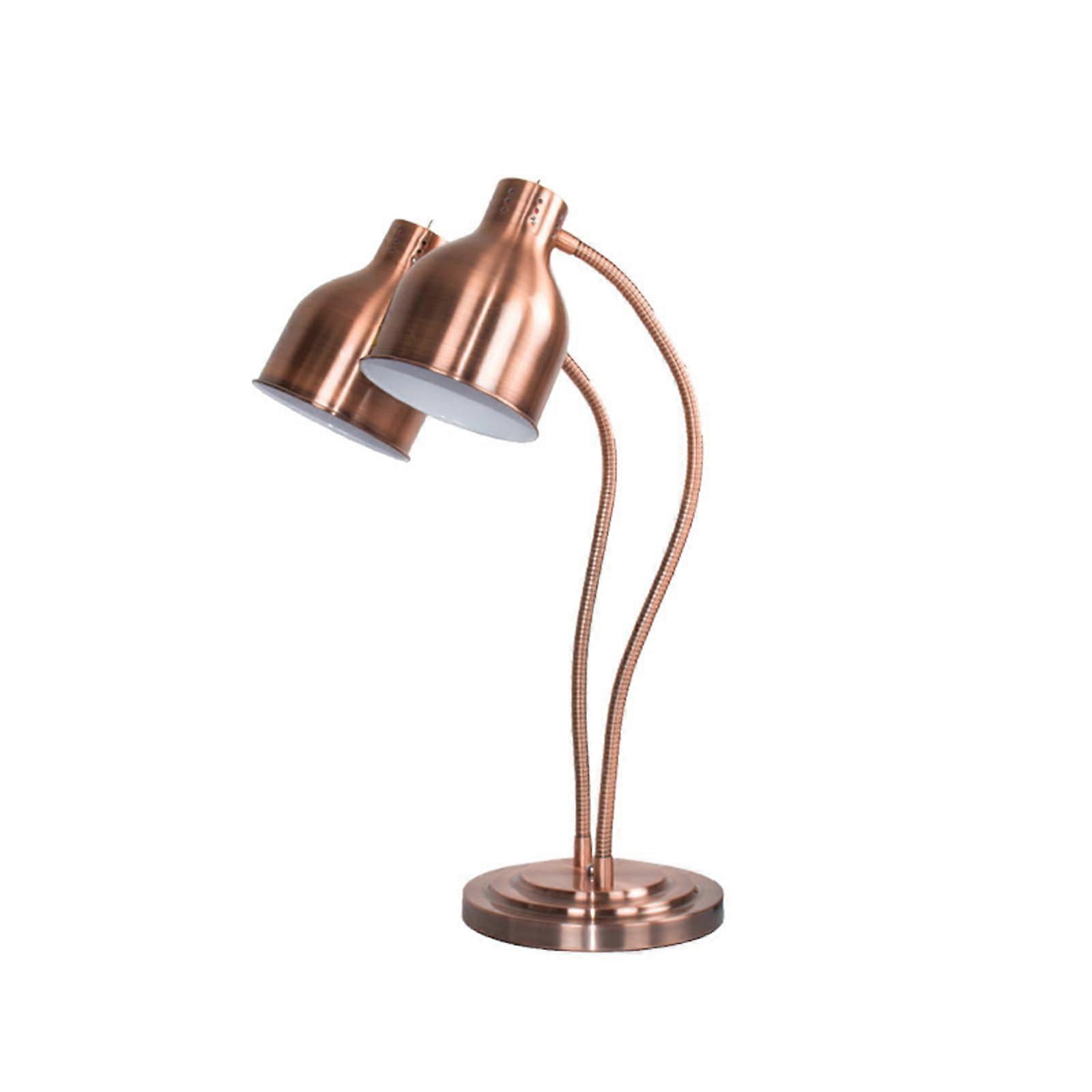 Double-Headed Buffet Food Insulation Lamp - Bronze Pizza Display Heating Lamp with Hose Swing Function