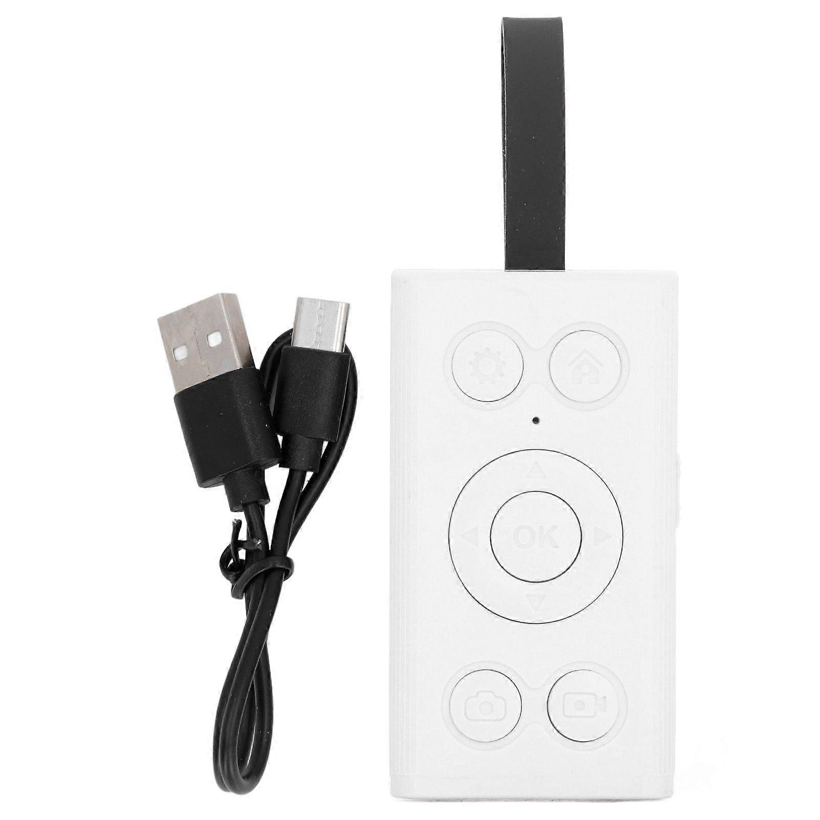 Bluetooth Remote Control 9 Key Camera Selfie Clicker Video Scrolling APP Book Page Turner for Phone Tablet White