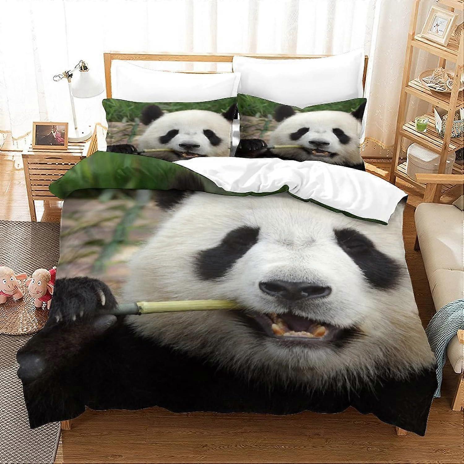 g351 Chinese Panda Duvet Cover Bedding Set 3D Printed 3 Piece Set with Pillowcase Zipper Closure Soft Microfiber Suitable for Kids Teens Adults Easy C