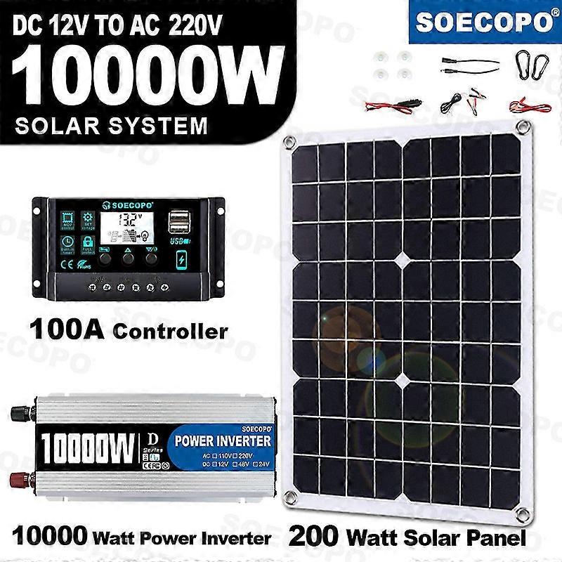 10000W 100A 220V Solar Panel Kit Complete Solar Power Generator Home Grid System