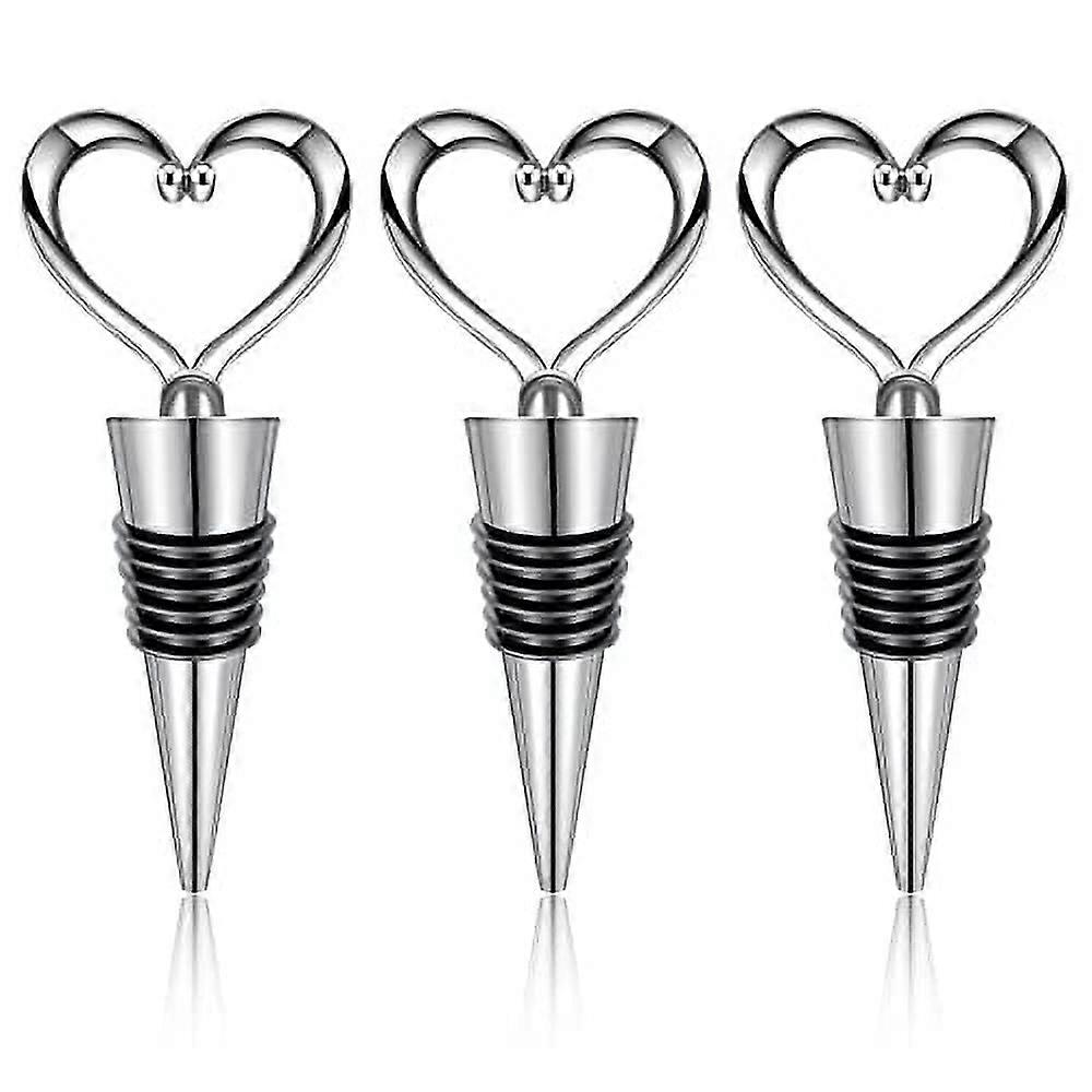 WOVTE 3PCS Reusable Heart Shape Wine Stoppers, Bottle Cover Cap for Wine Champagne Beer, compatible with standard bottles