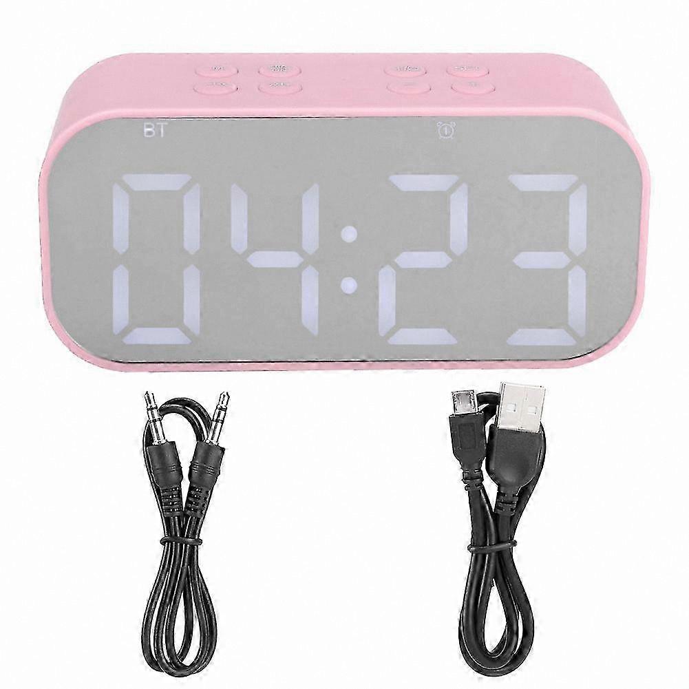 Portable Bluetooth Speaker with Alarm Clock Function, Outdoor Music Player, Pink, Bluetooth 5.0