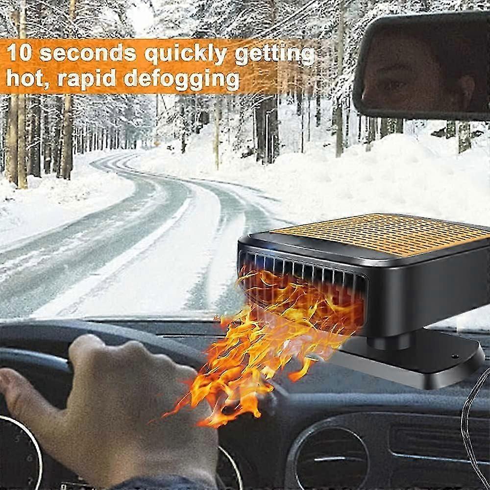 12V Car Heater, 2 in 1 Heating and Cooling Fan, Portable Electric Fan with Cigarette Lighter Socket (AAA)