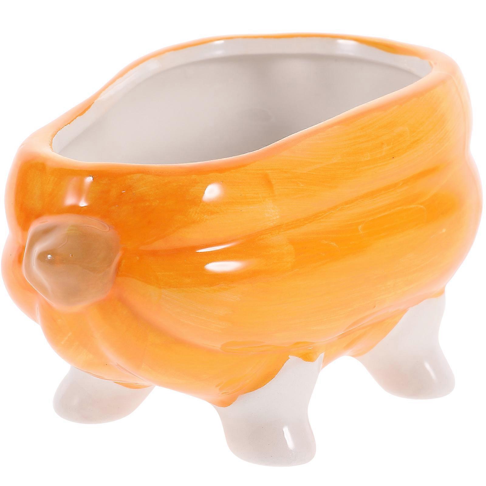 Orange Ceramic Hamster Bathtub for Sand Bath 2Pcs Durable Pet Bathroom