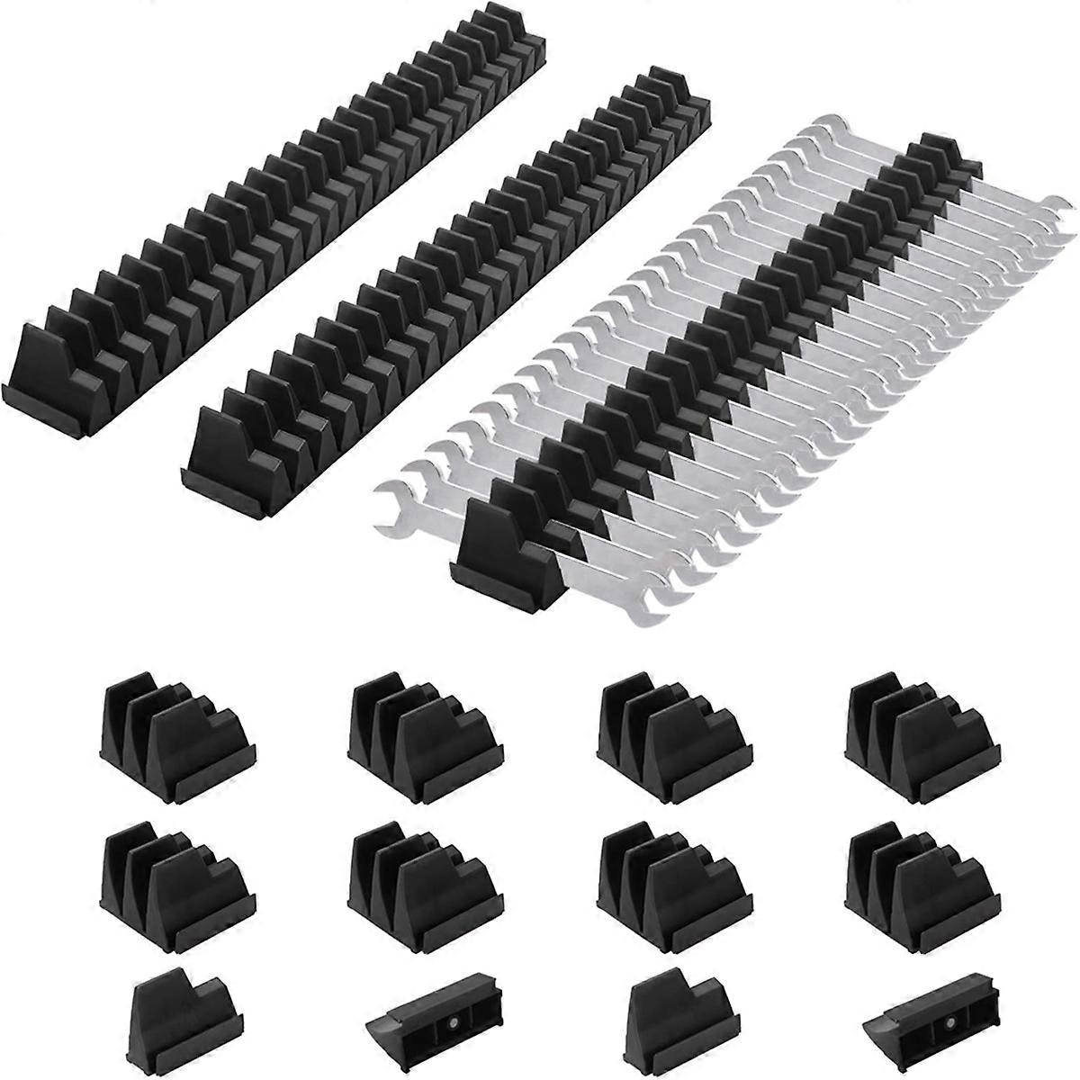 40 Pieces Modular Wrench Magnetic Wrench Holder Plastic Modular Tool Organizers with Label for Tool Drawer Storage B