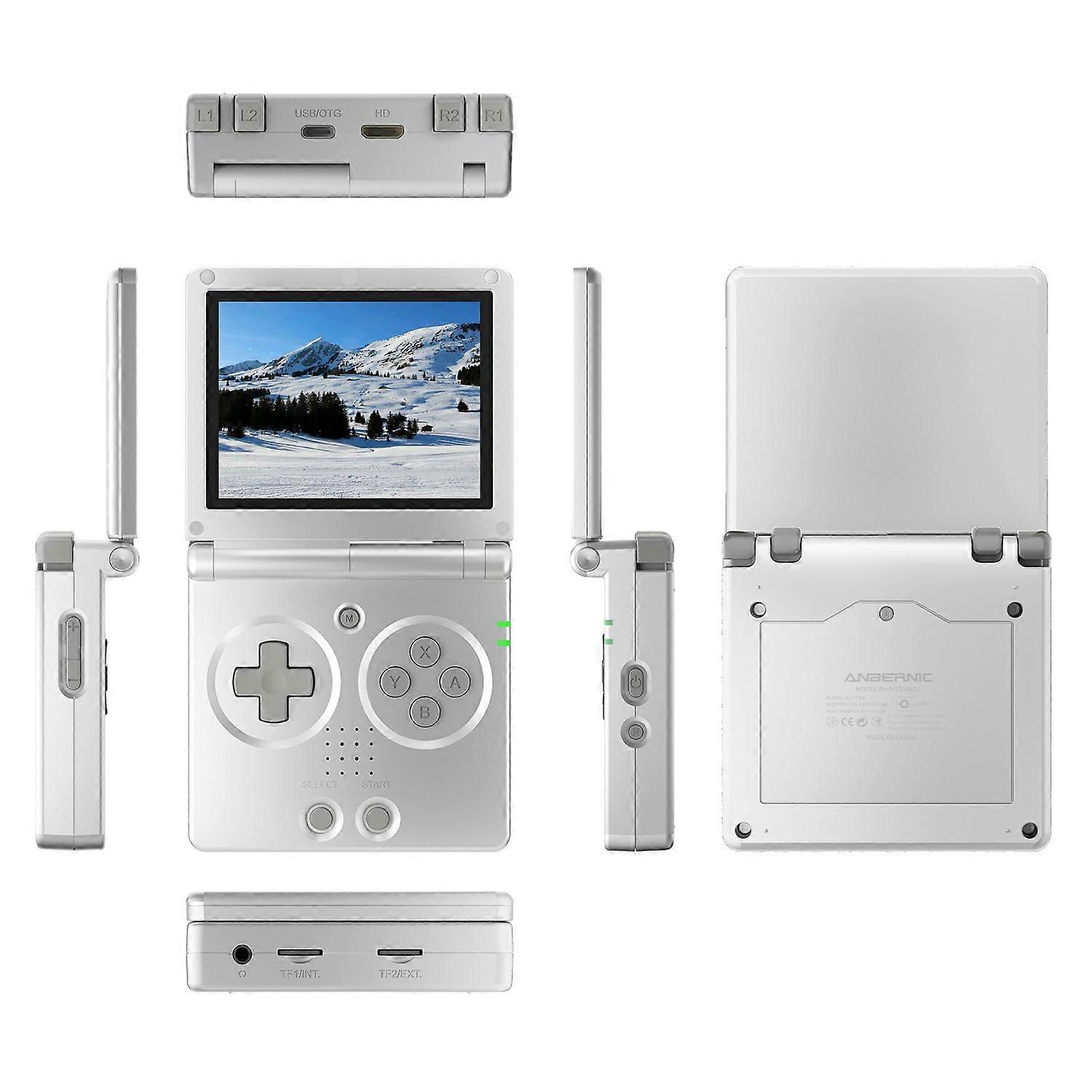 2pc AMPOWN RG35XXSP Foldable Retro Handheld Game Console with 32G Card - Silver
