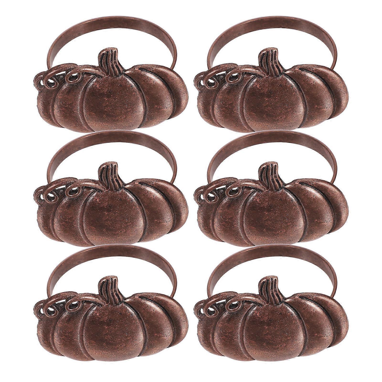 Alloy Napkin Rings 18 Pcs Sophisticated Pumpkin Design For Dining Table Use During Halloween Thanksgiving Coffee Color