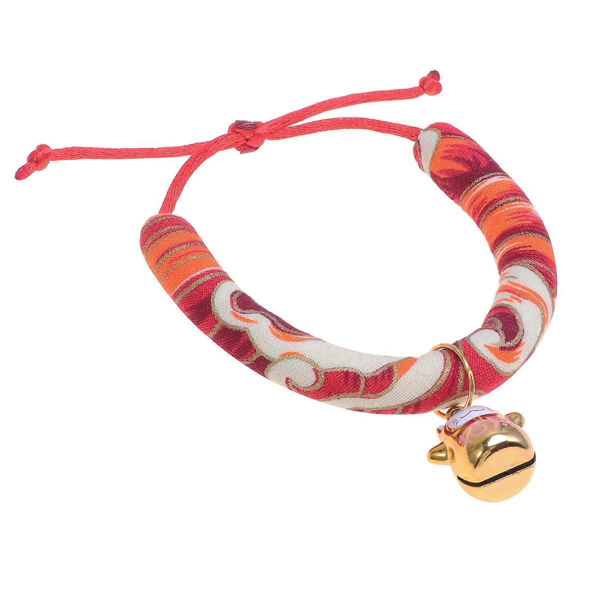 Pet Collar Japanese Style Cat Collar for Pets Red Pattern