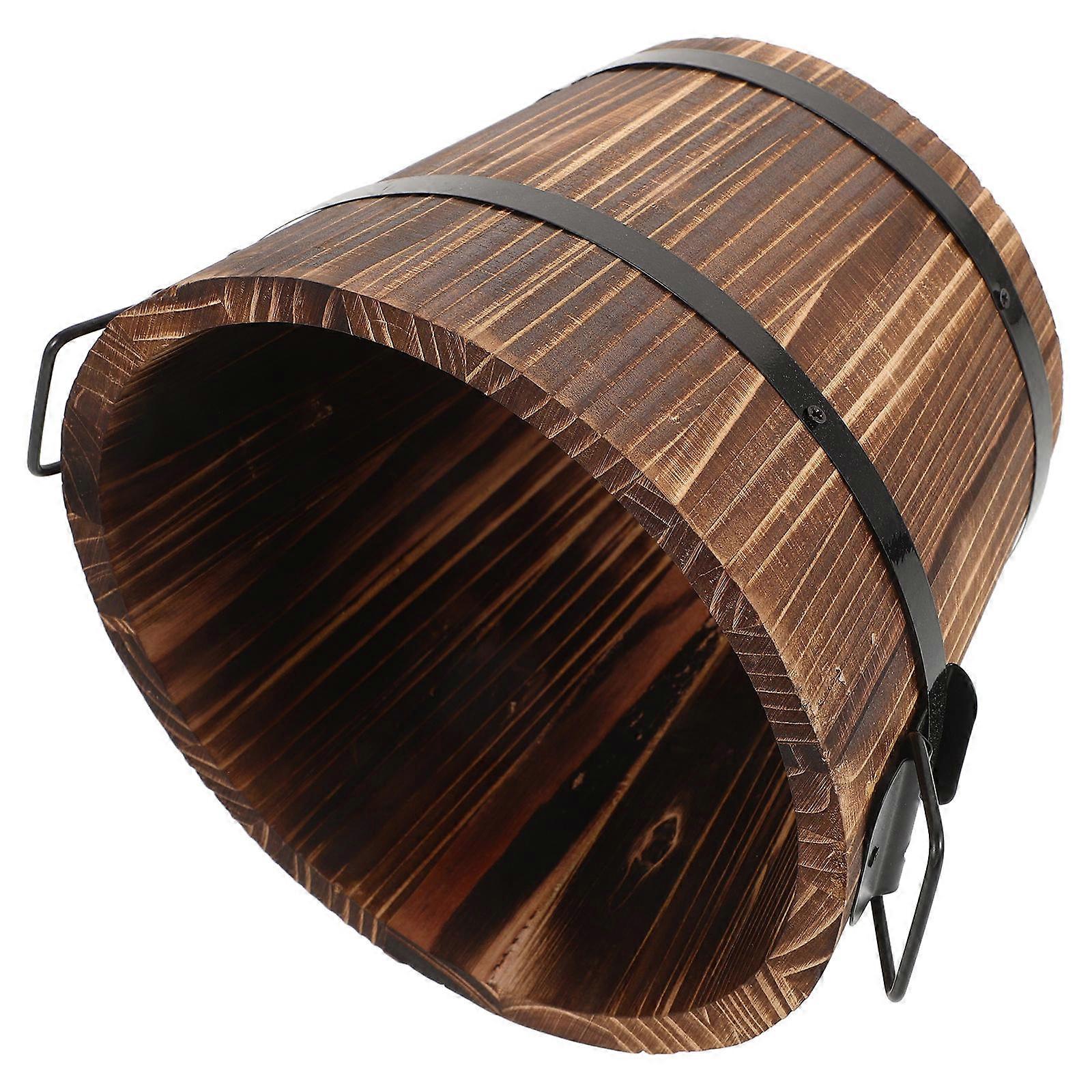 Wood Storage Container for Rice Steaming 2Pcs Round Wooden Buckets