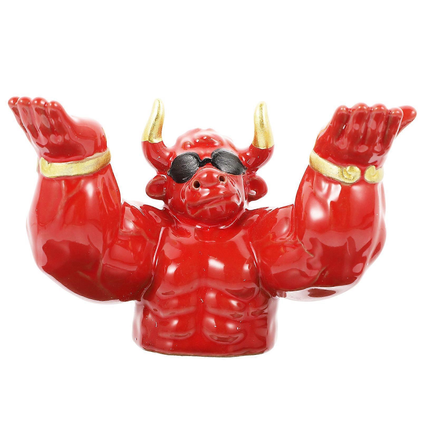 Ceramic Pen Holder for Brush Pen Rest 8Pcs Red Decorative Set