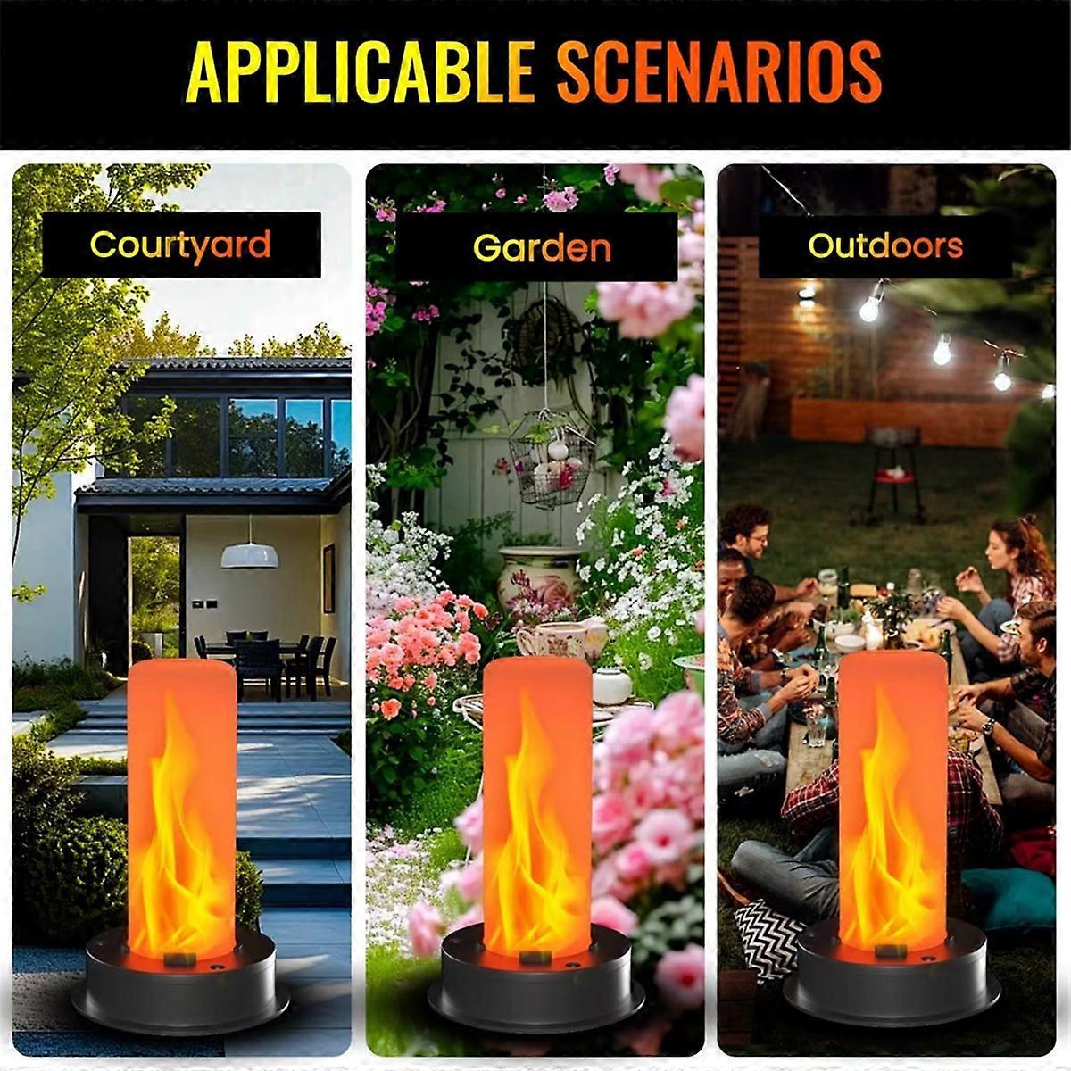 2 Pack Replacement Solar Light Tops with Flickering Flame,Waterproof Outdoor Solar Light Parts Lantern Replacement Kit