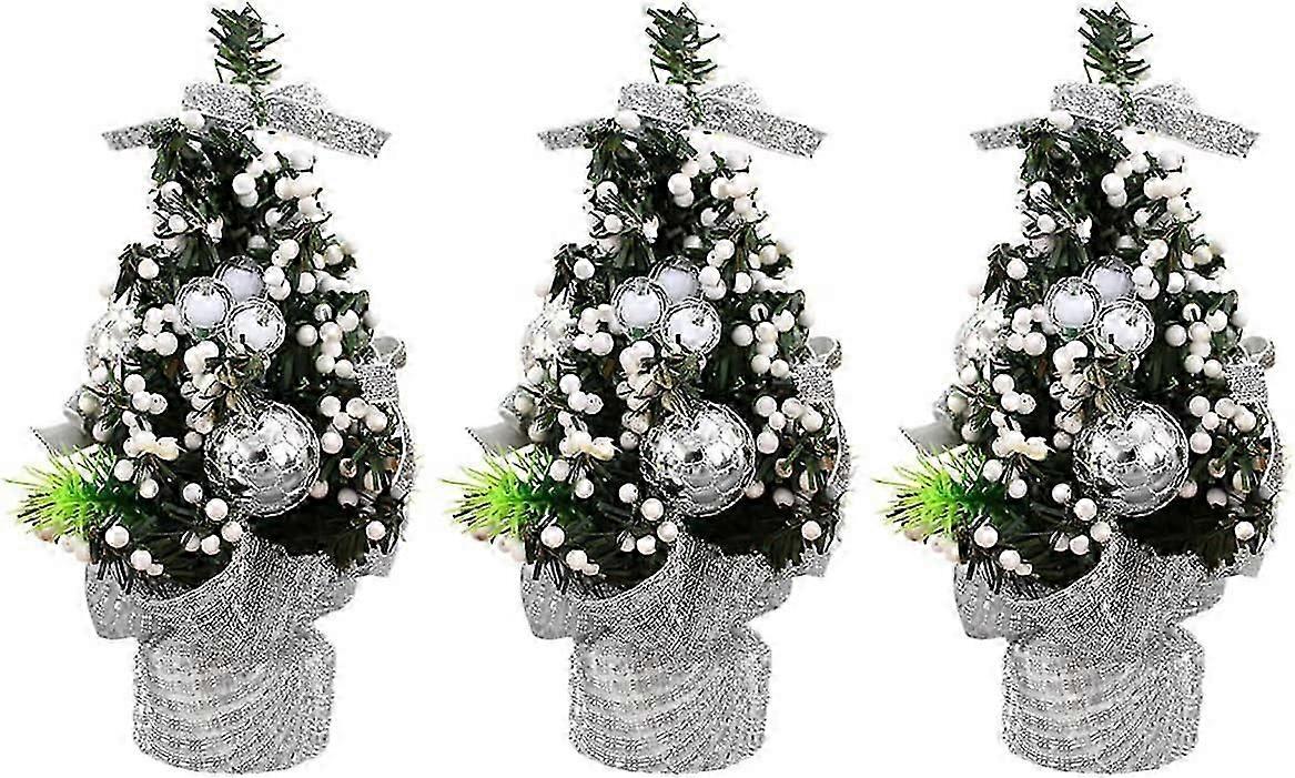 3pcs Mini Christmas Tree,Christmas Decorative Ornament Suitable for Place on Dining Table with Cloth Bag Base