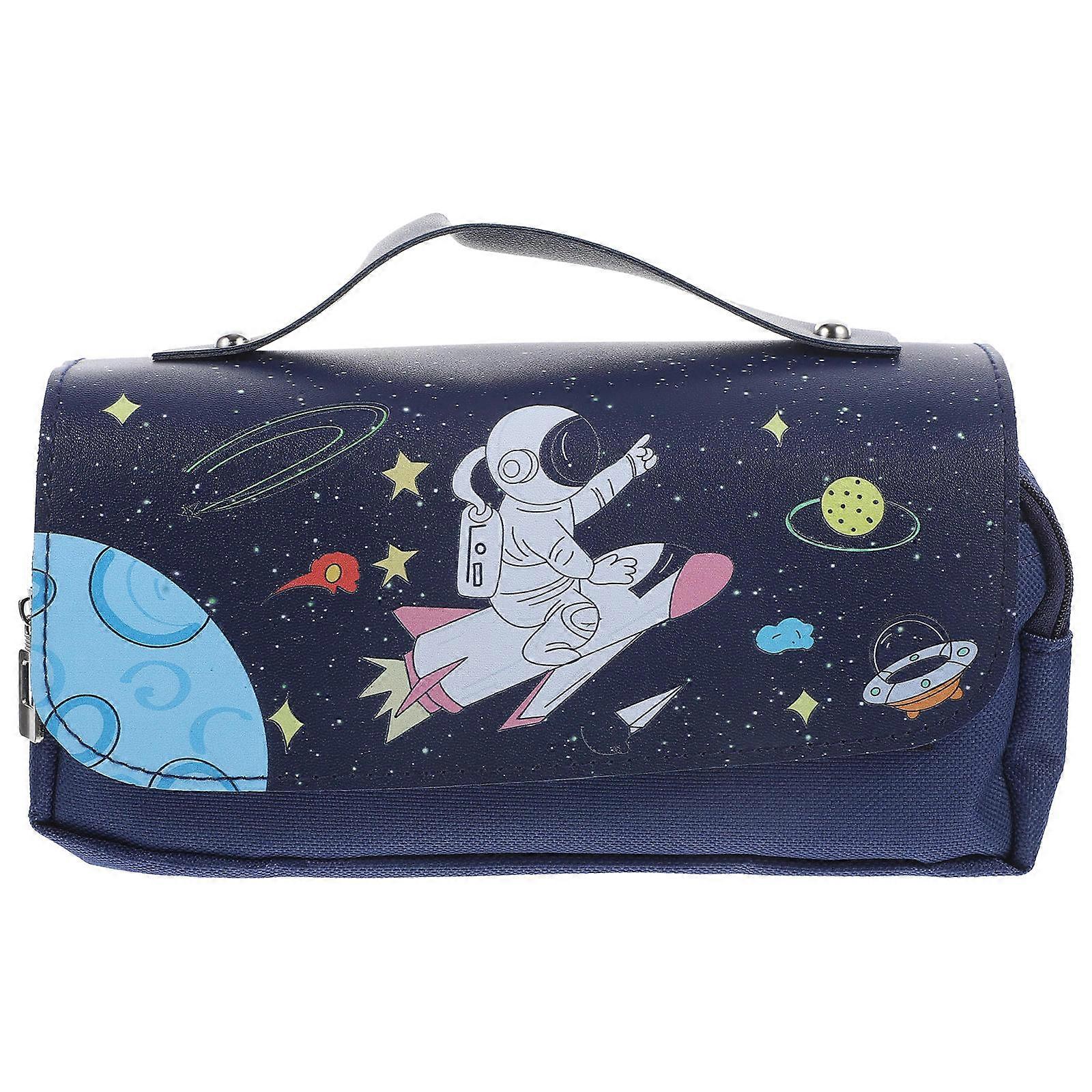 Portable Rectangular Pencil Bag Storage Solution For Classroom Office Users Dark Blue Color 2Pcs