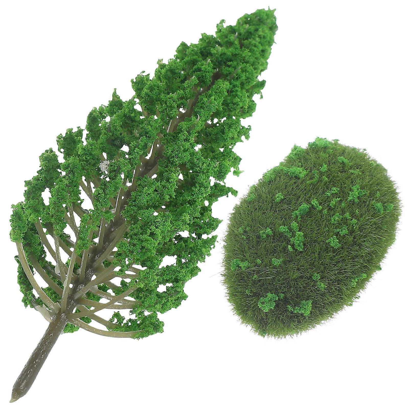 Train Scenery Tree Miniature Model Tree for Decor 2Pcs Green Plastic