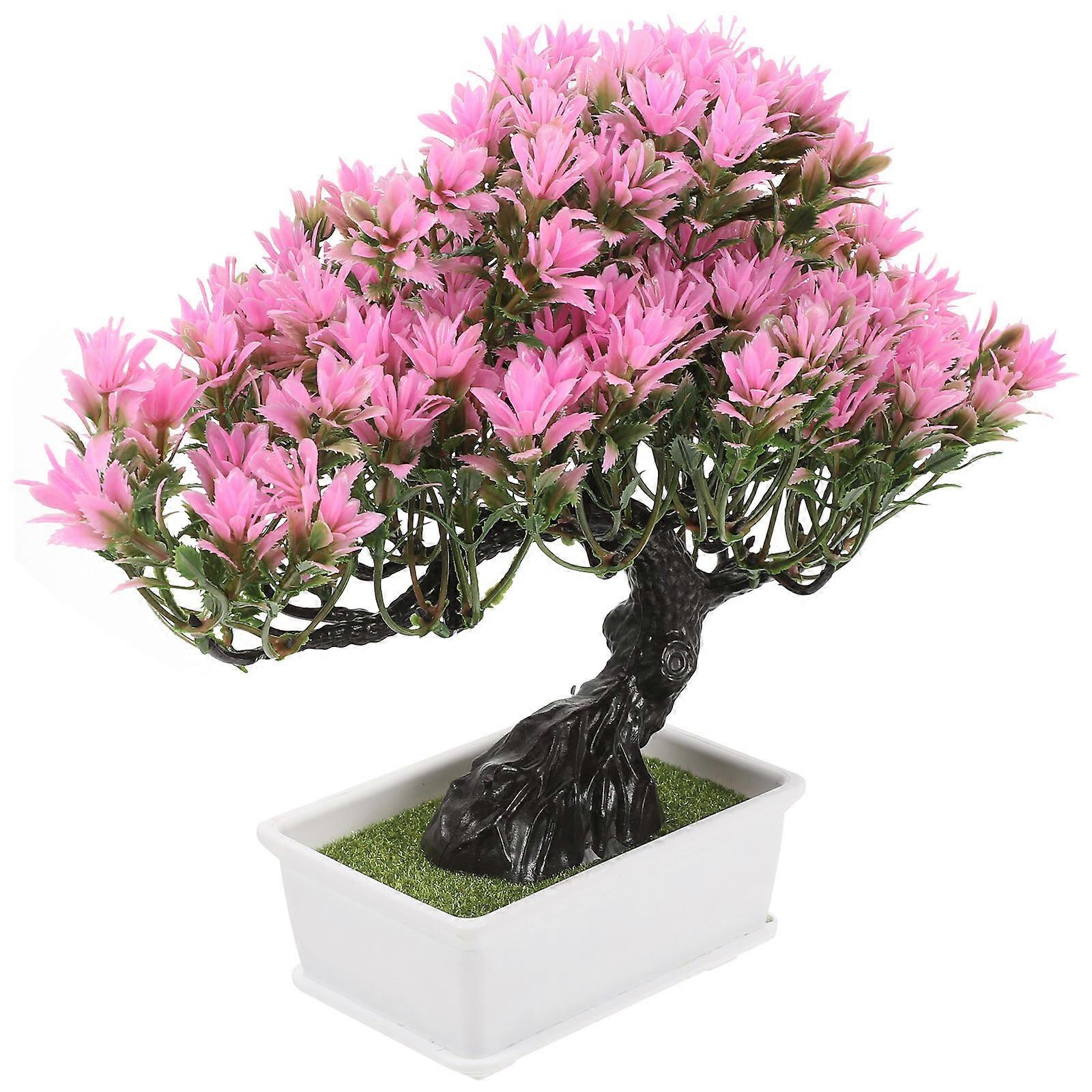 Plastic Artificial Pine Tree for Living Room Decor 3Pcs Pink Bonsai