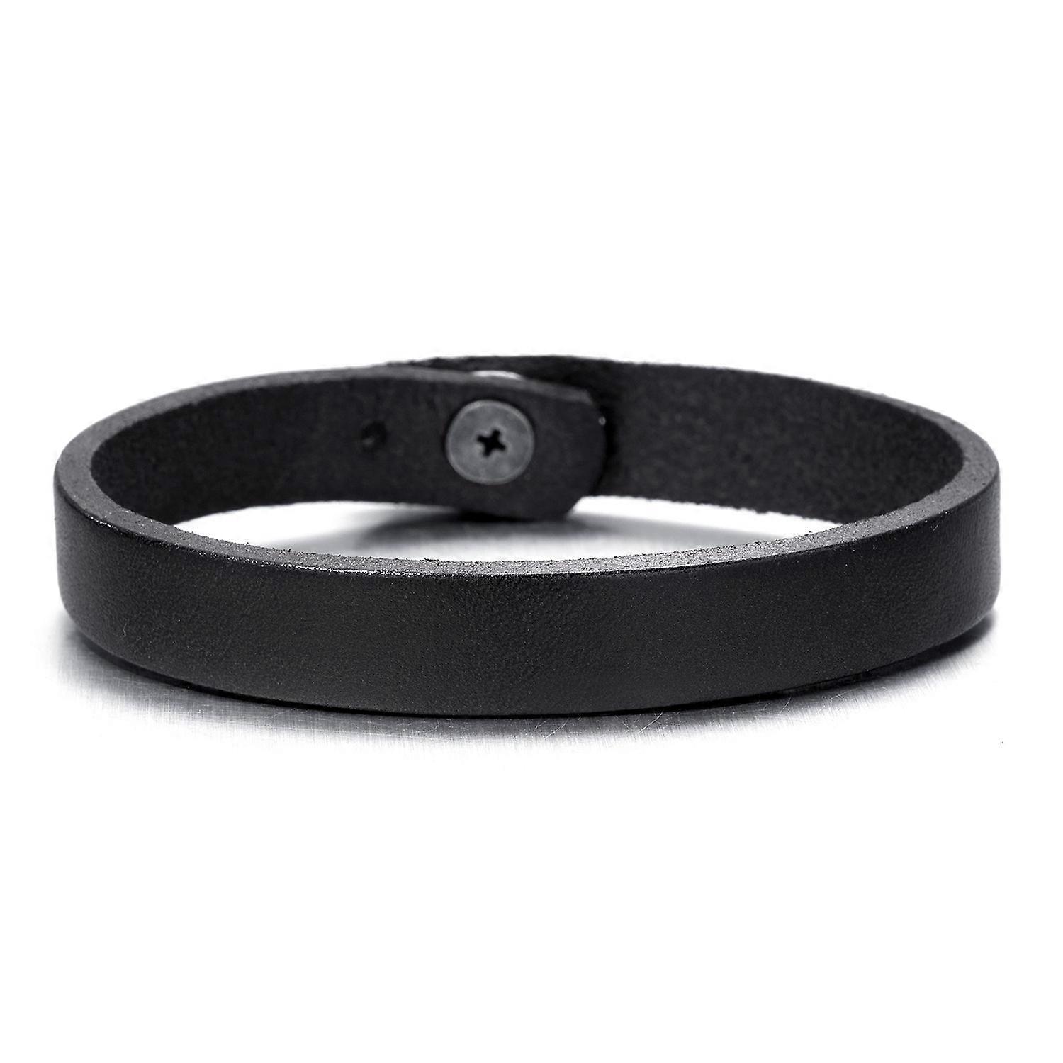 Men's Retro Plain Leather Bracelet, Fashion Minimalist Punk Style Imitation Cowhide Wristband