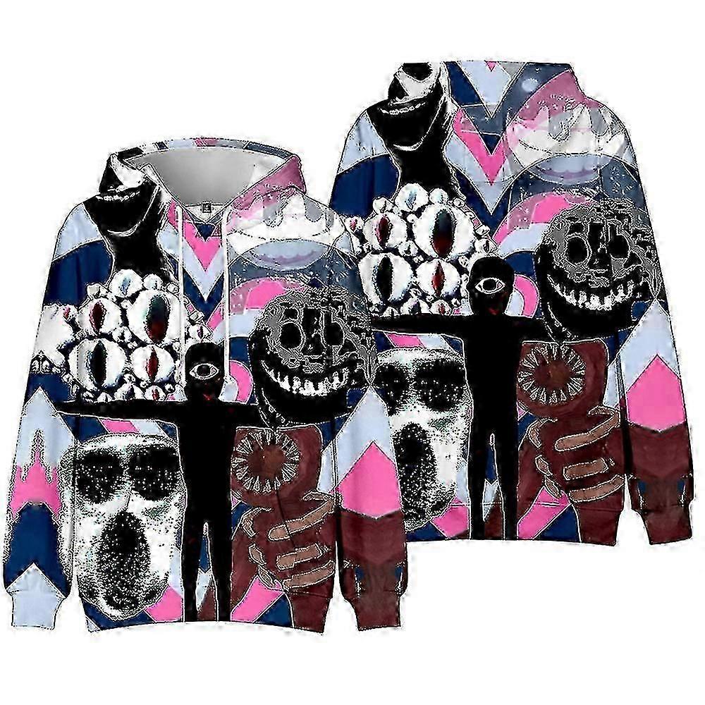Roblox Portas Impresso Casual Drawstring Hoodies com bolsos com capuz Pullover Jumper Sweatshirt Tops para meninos meninas fãs