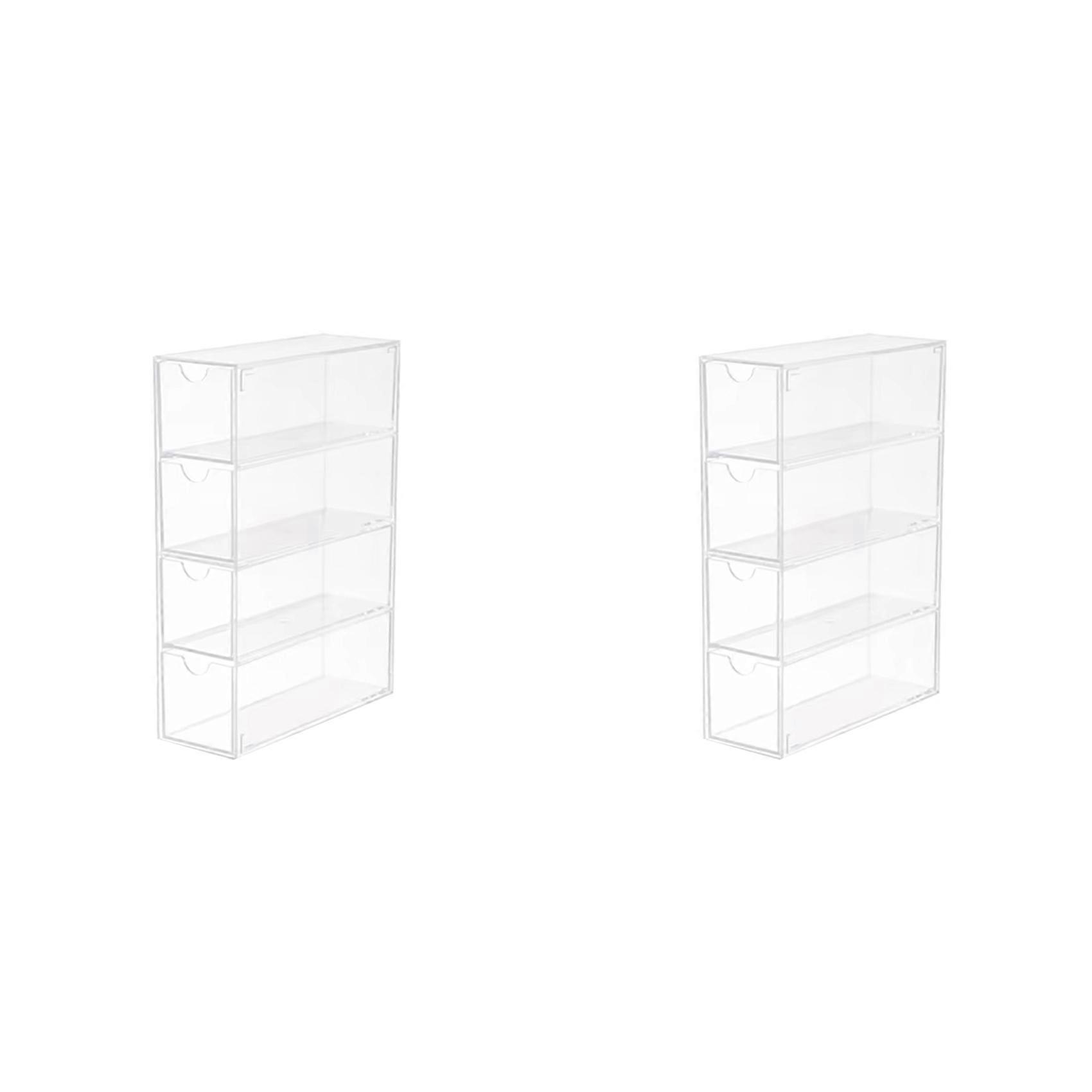2X Glasses Storage Box 4 Layers Large Glasses Organizer Box Multifunctional Stackable Display Holder Reusable Cosmetics
