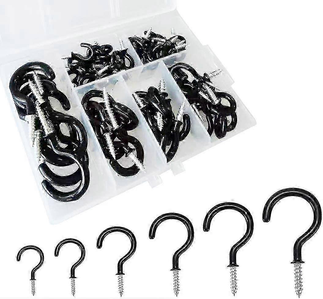 Improved Quality 70-Pack Vinyl Coated Screw Hooks: Perfect for Ceiling Hanging and Multipurpose Use in Home & Office