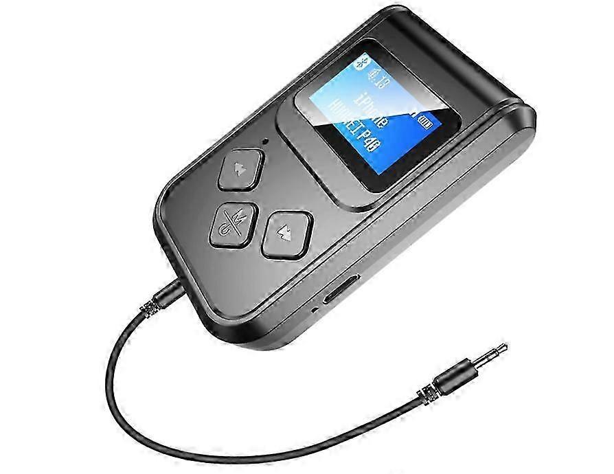 Receptor emițător Bluetooth 5.0 2 în 1 cu ecran, adaptor emițător Bluetooth pentru TV/PC (negru)