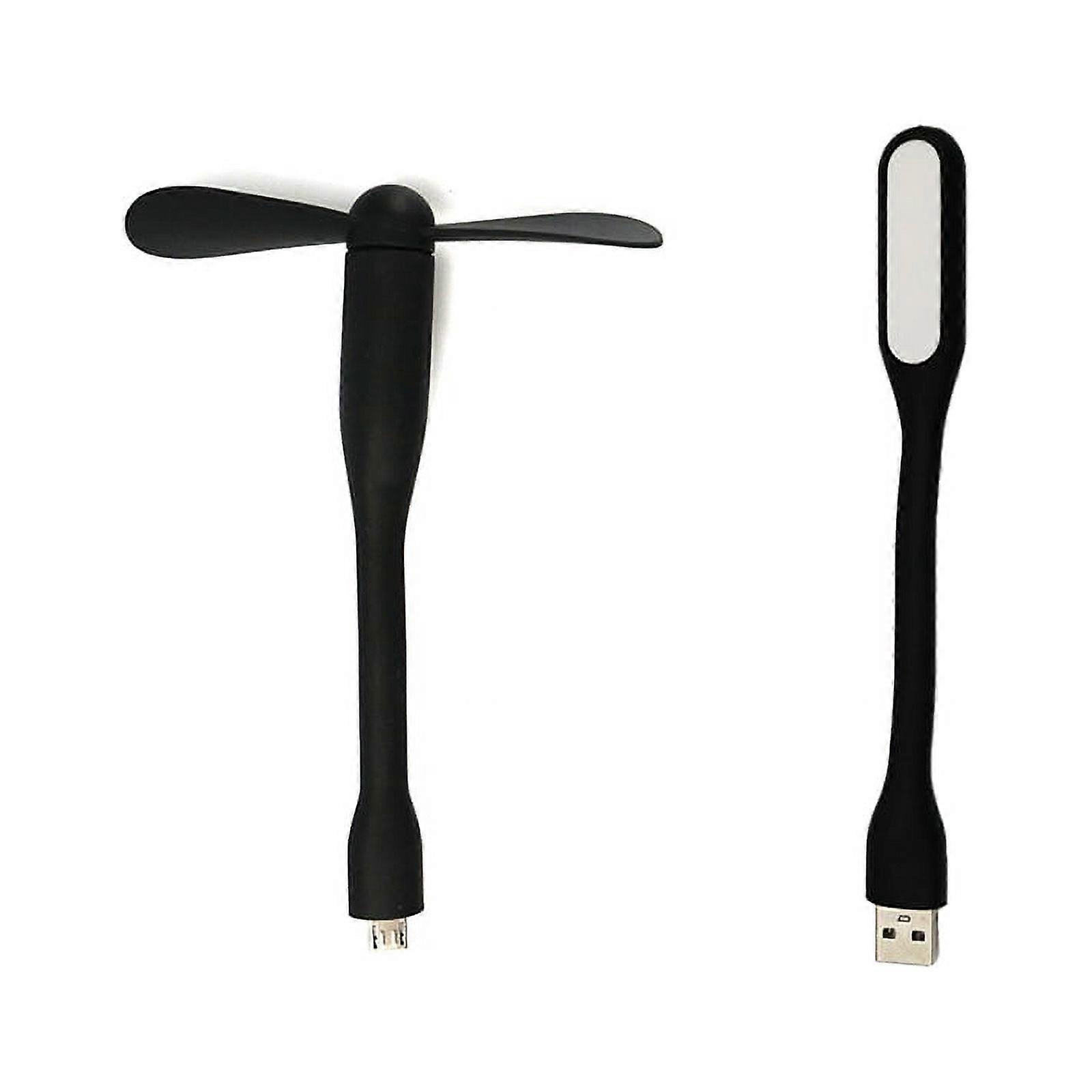 Multifunctional USB Mini Desktop Mini Fan with Universal USB Light Energy-Saving Portable LED Light,Black
