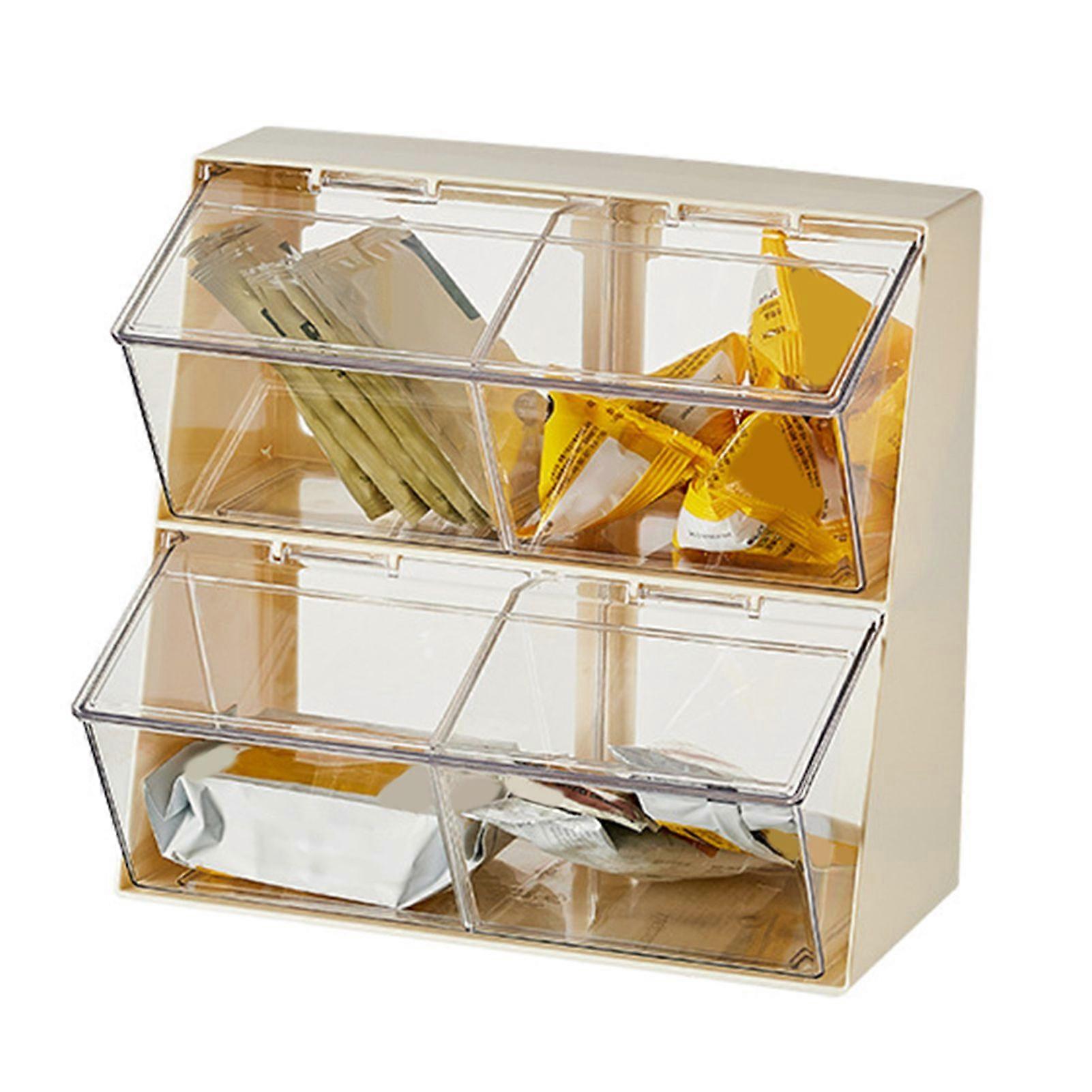Jikaixiang Tea Bag Organizer Transparent Storage Rack Large Capacity Multipurpose Countertop Stackable Tea Bag Holder Storage Container