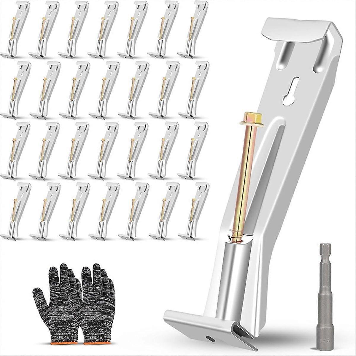 28-Pack Concealed Gutter Brackets, Sturdy Rain Gutter Brackets with Screws and Clamps for K-Type Vinyl Gutters