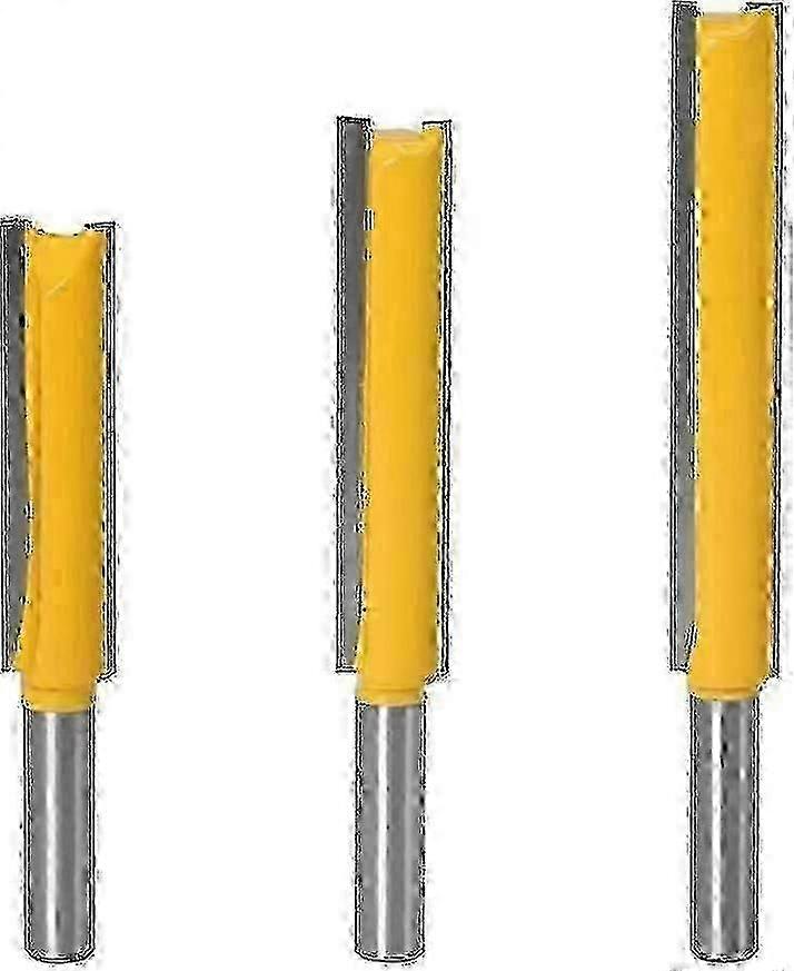 25-26 3pcs 8mm Shank Straight Router Bit, Extra Long Two Flute Straight Trimming Bit Woodworking Cutter Tool-Yvan