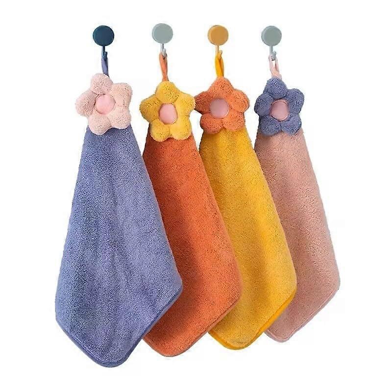 Small Towels 4 Pack With Hanging Loop, Hand Towels For Kitchen And Bathroom, Super Absorbent, Soft