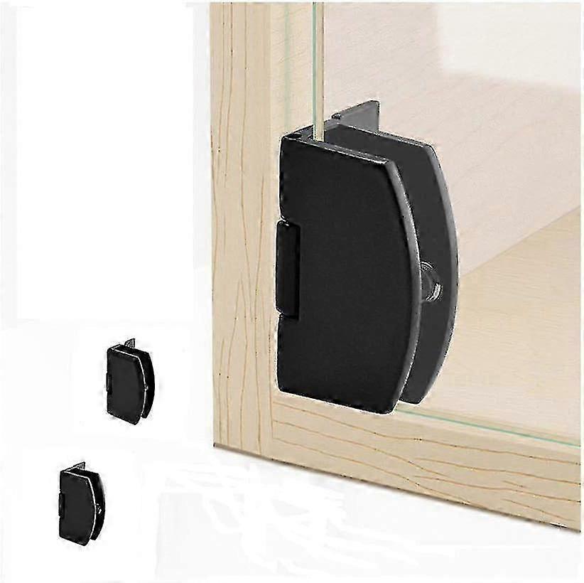 Black 90 Degree Hinge for Frameless Glass Cabinet Door - 4Pcs
