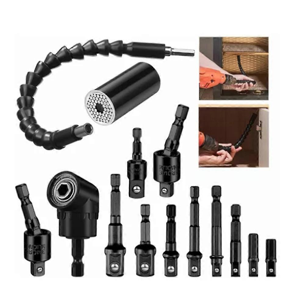 Flexible drill extension for Bosch - 105° angle adapter with universal socket for tight spaces