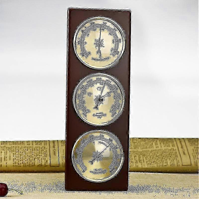 2025 Analogue Weather Station, In Solid Wood, With Barometer, Thermometer, Hygrometer, For Ambient Temperature Control Tw