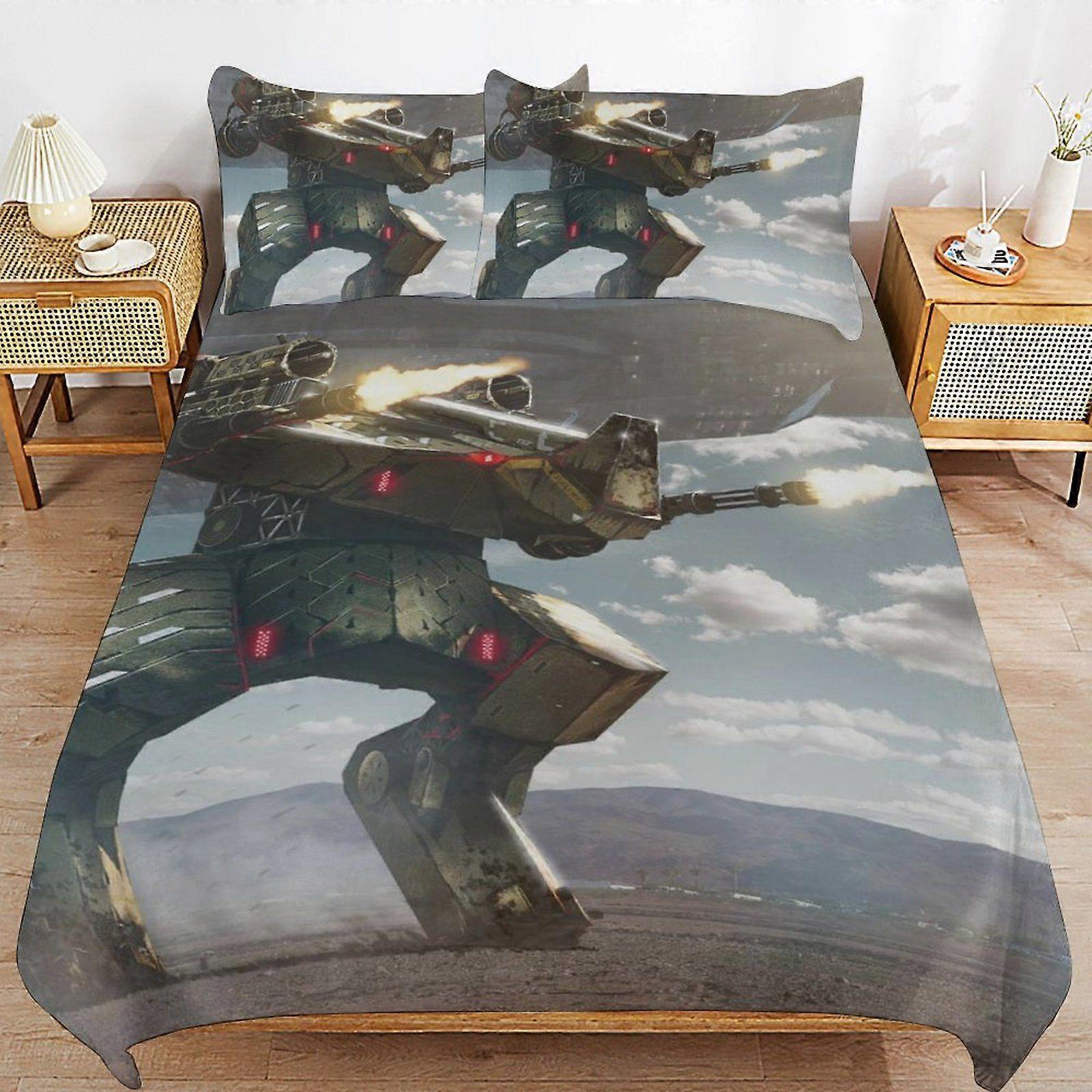 d187 War of the Robots Fabric Composition Sleep Fit Machine Clean Hidden Zipper Duvet Cover Sets Comfortable Kit b187