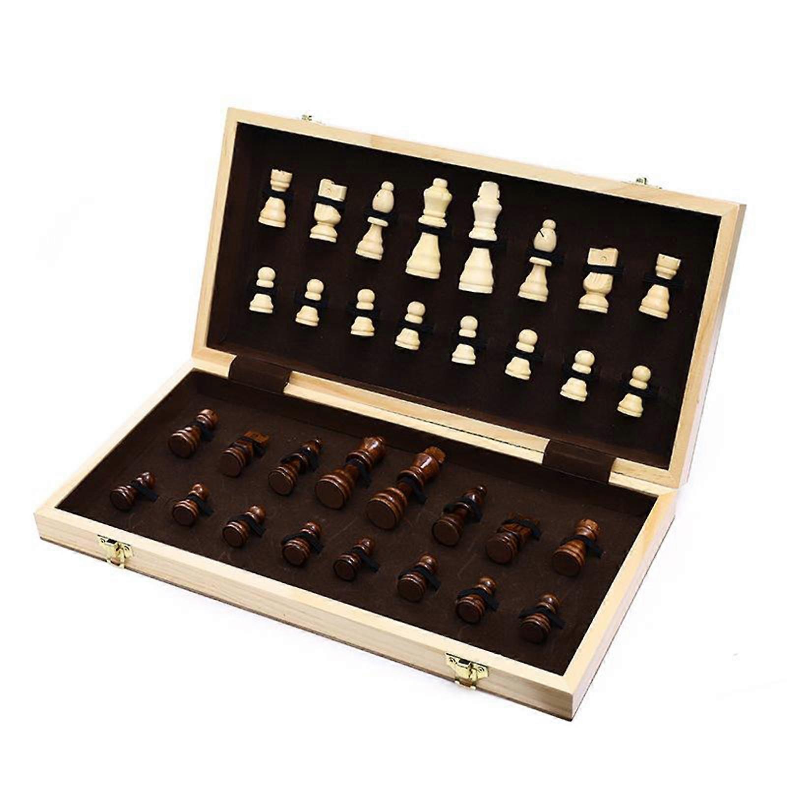 International Chess Set wooden Folding Chess Board Storage Box Game M