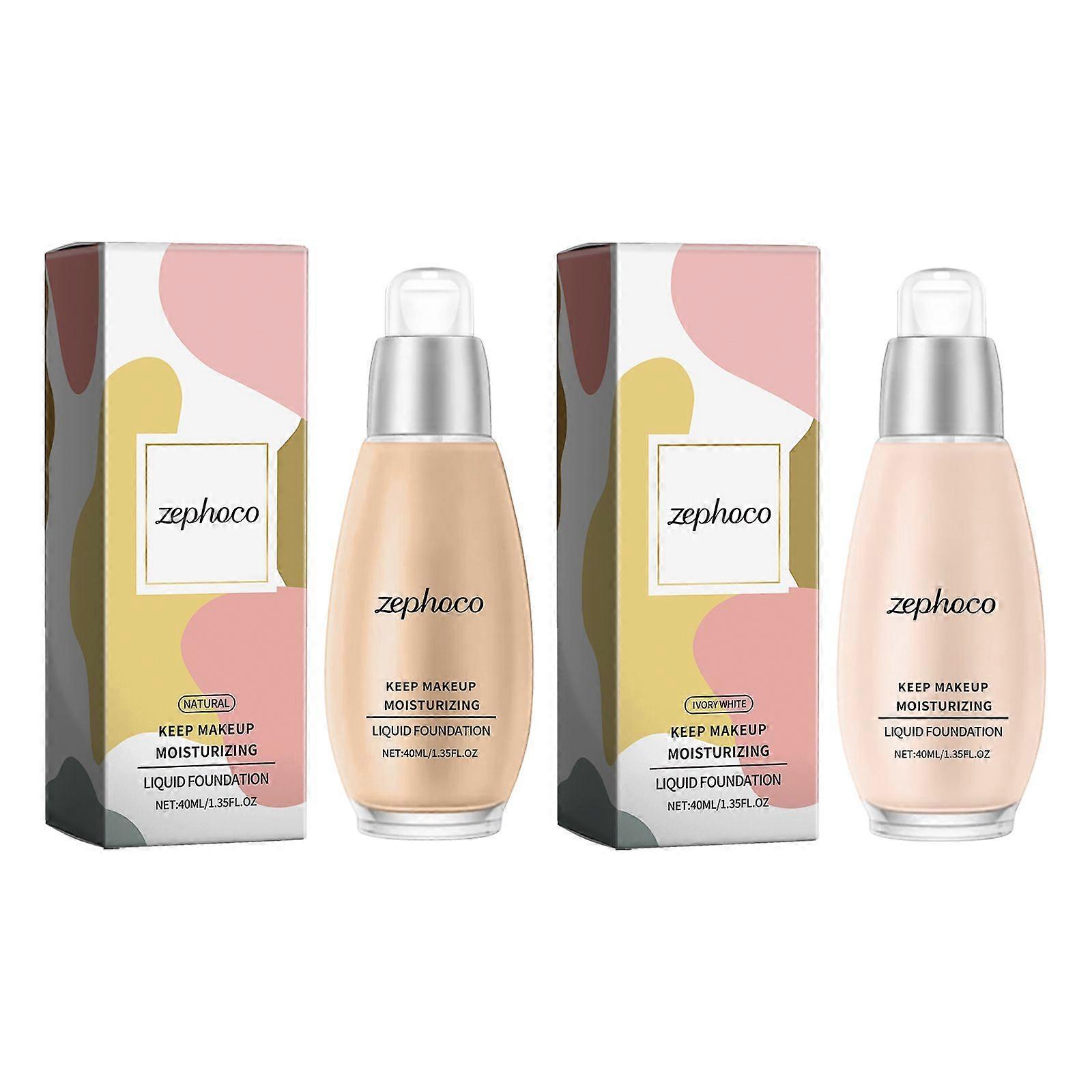 zephoco Moisturizing Concealer Liquid Foundation, Light And Light Moisturizing And Brightening Hydrating And Nourishing Non-Sticking Powder