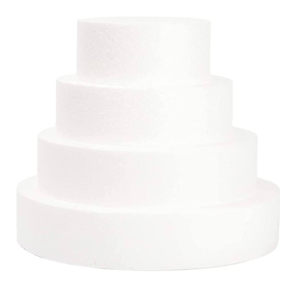 Round Foam Cake Dummy Set of 4 for DIY Wedding Cakes, Party Decorations and Display
