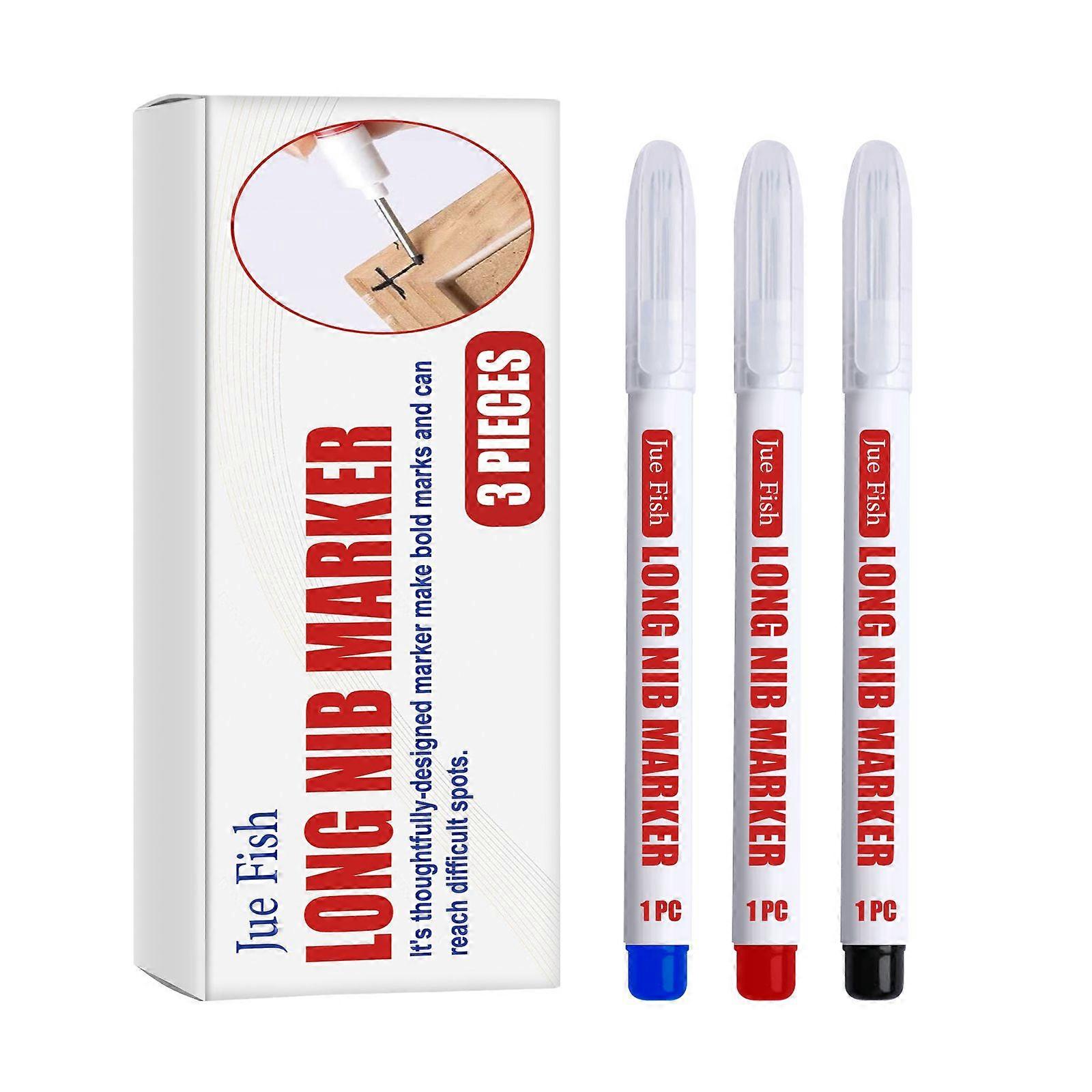 Jue-Fish Long-Tipped Deep-Hole Marker Pen For Wood And Home Use, Oil-Based, Waterproof, Quick-Drying, Multi-Color Marker Pen For Woodworking