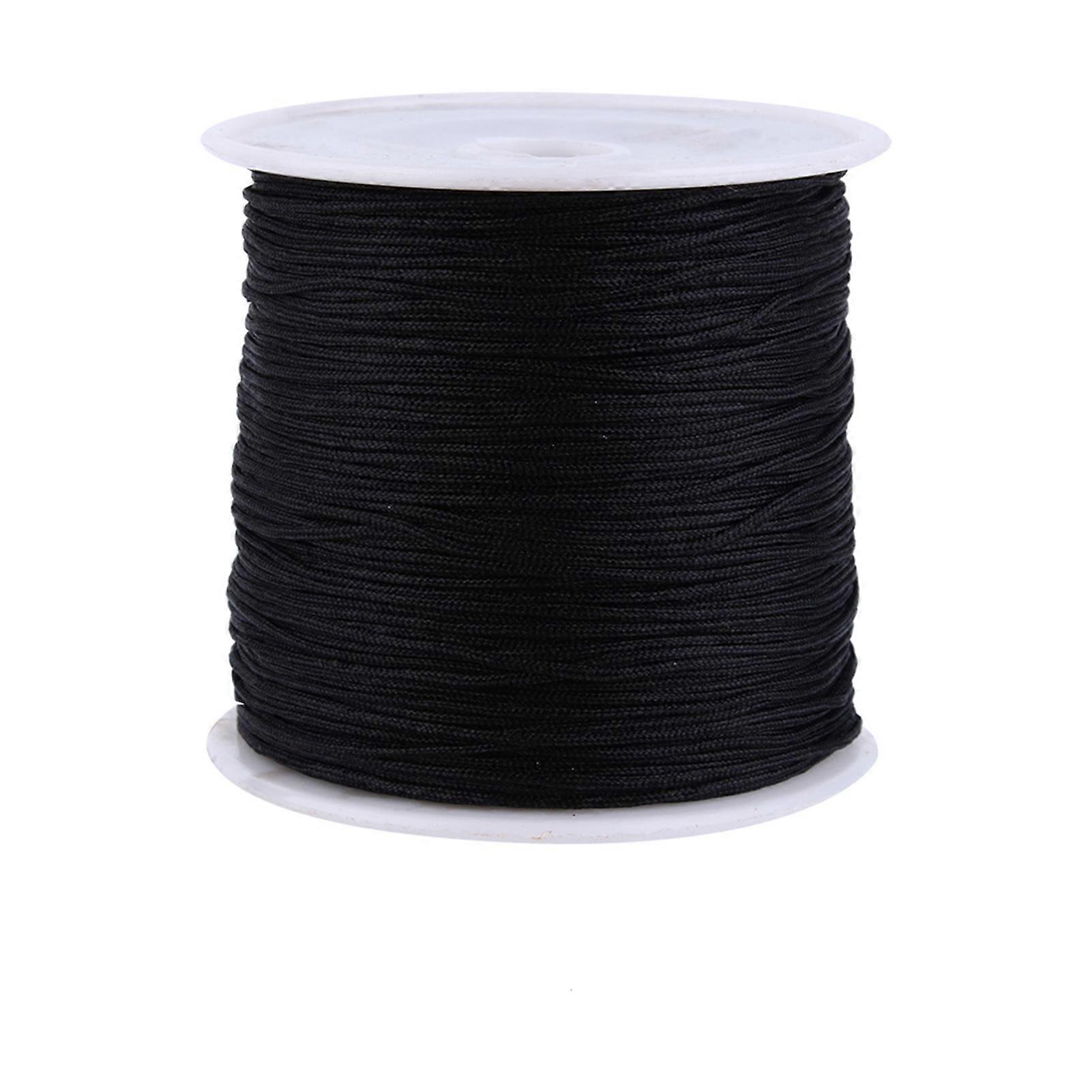 100M x 0.8mm Nylon Chinese Knot Cord Rattail Macrame Shamballa Thread String Black